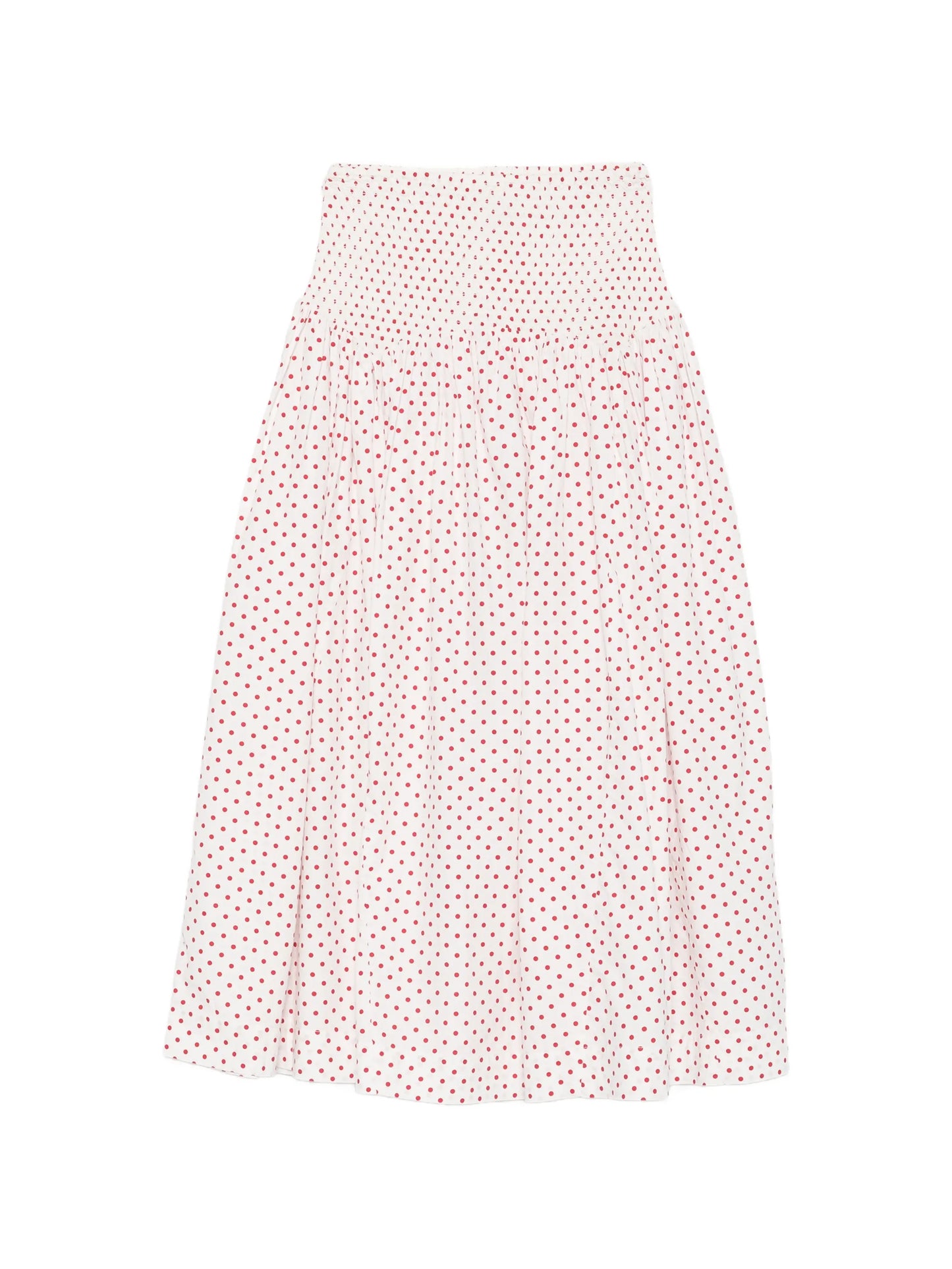 Layla polka-dot smocked midi skirt