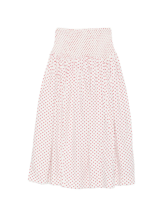Layla polka-dot smocked midi skirt