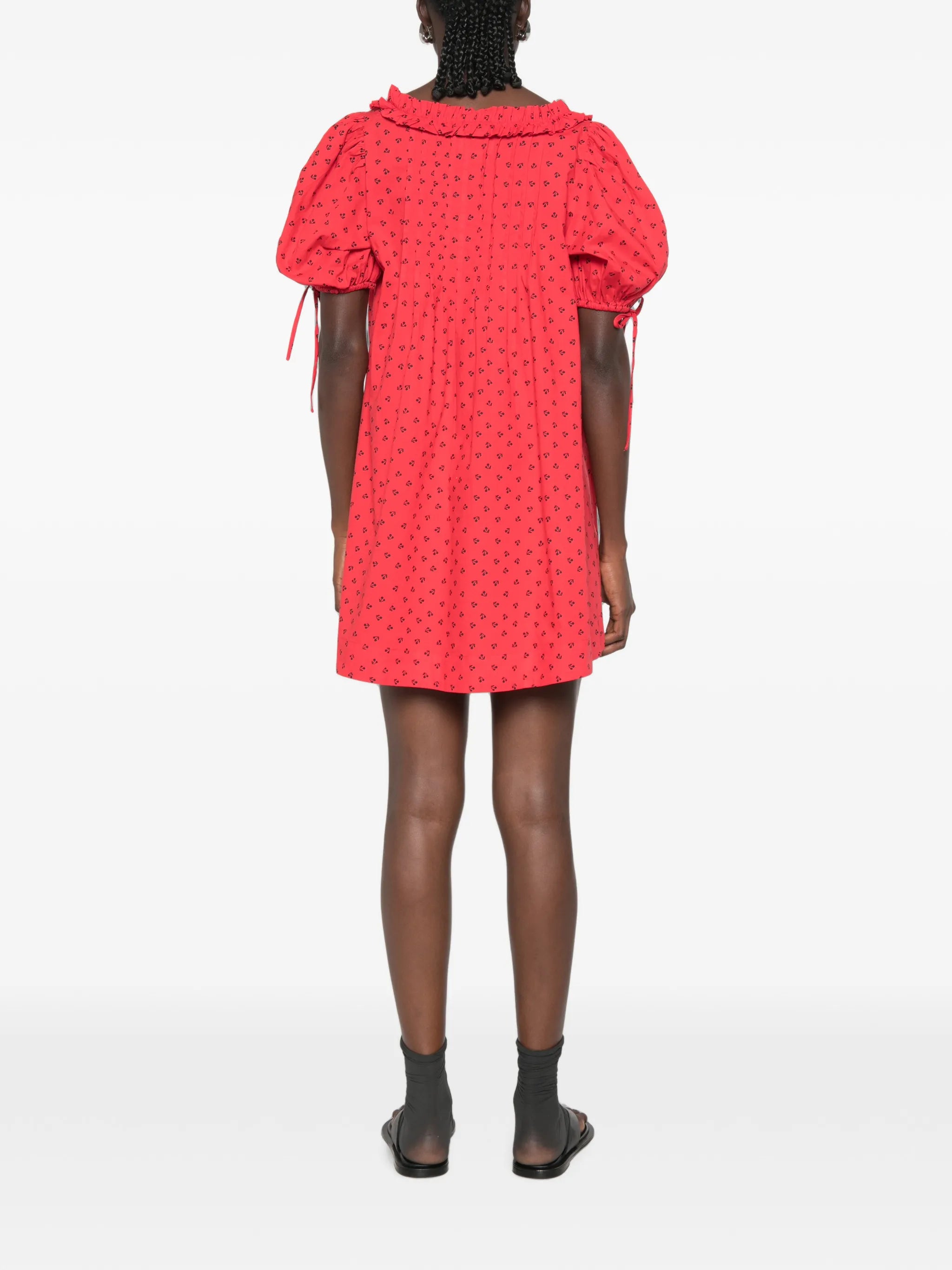 Jemima ruffled cherry-print mini dress