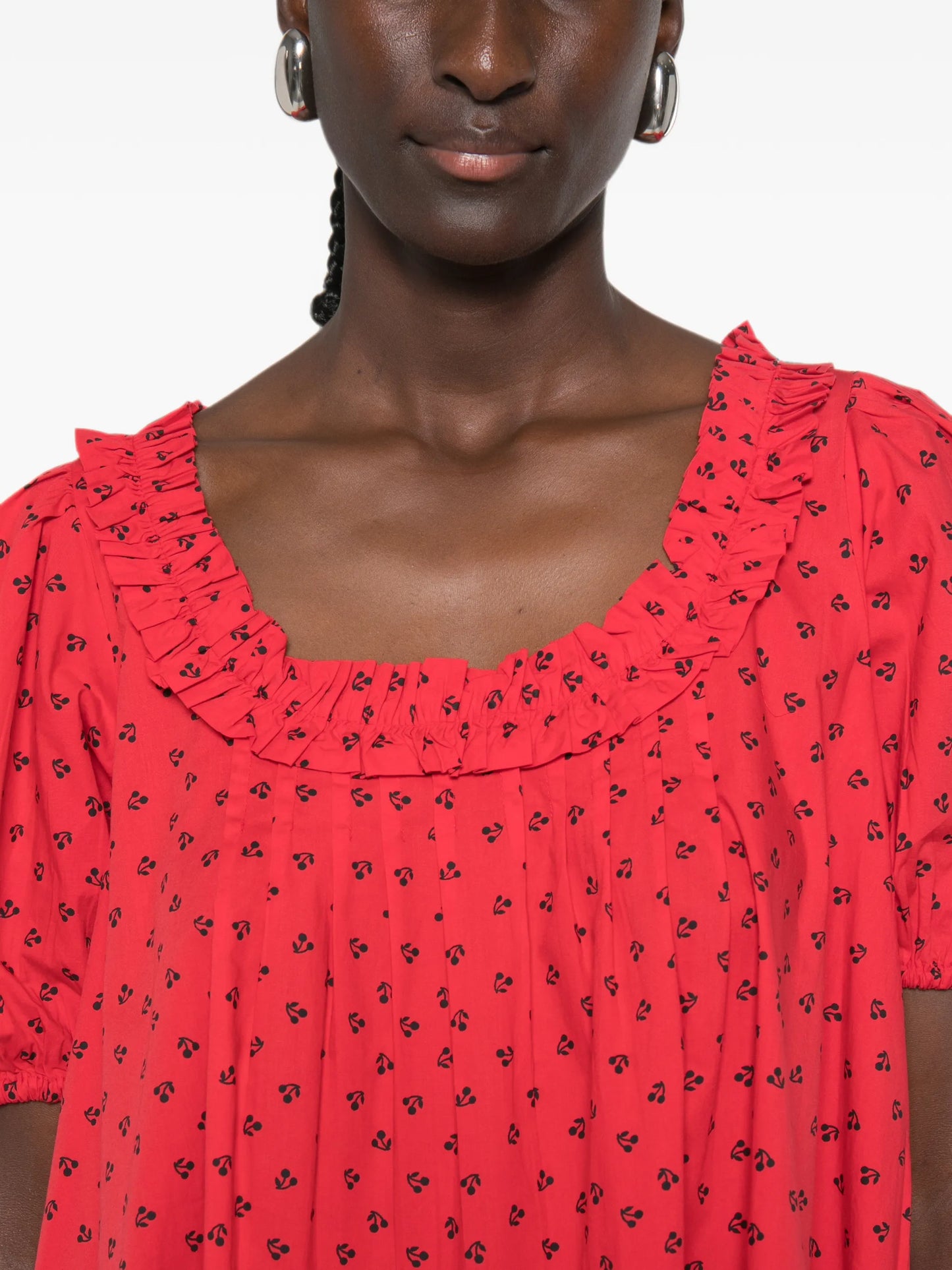 Jemima ruffled cherry-print mini dress