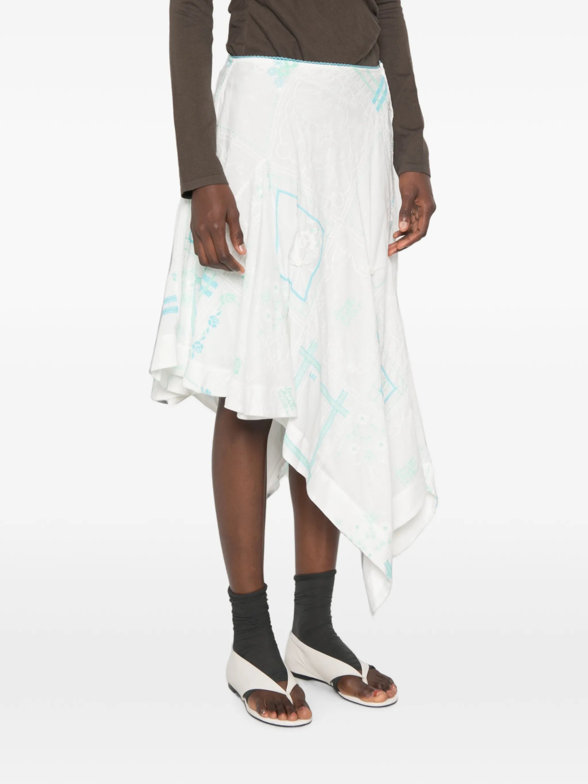 Corinne embroidered midi skirt