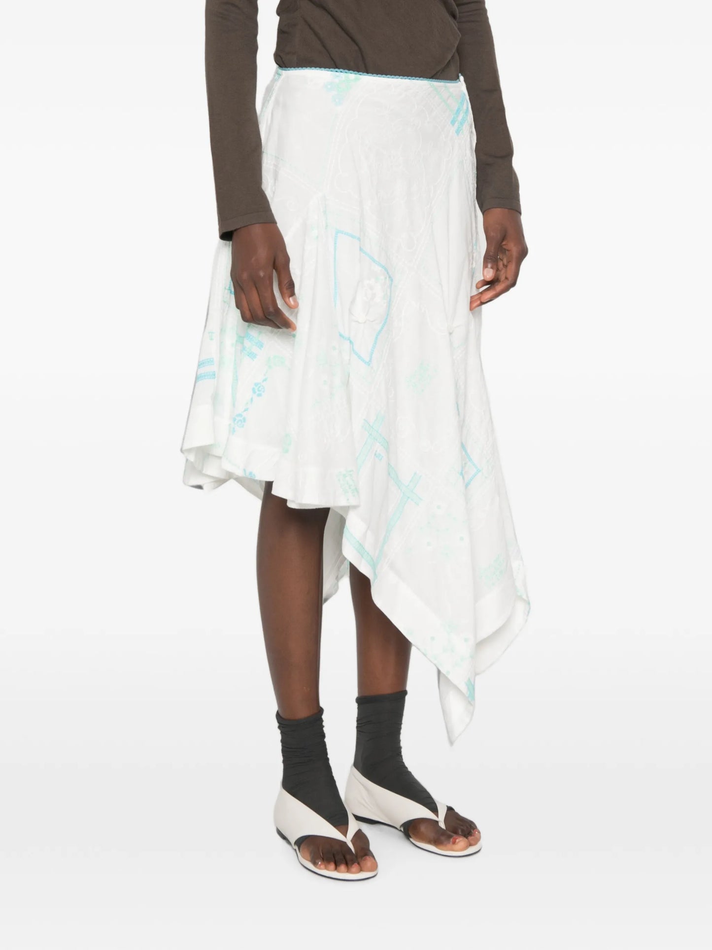 Corinne embroidered midi skirt