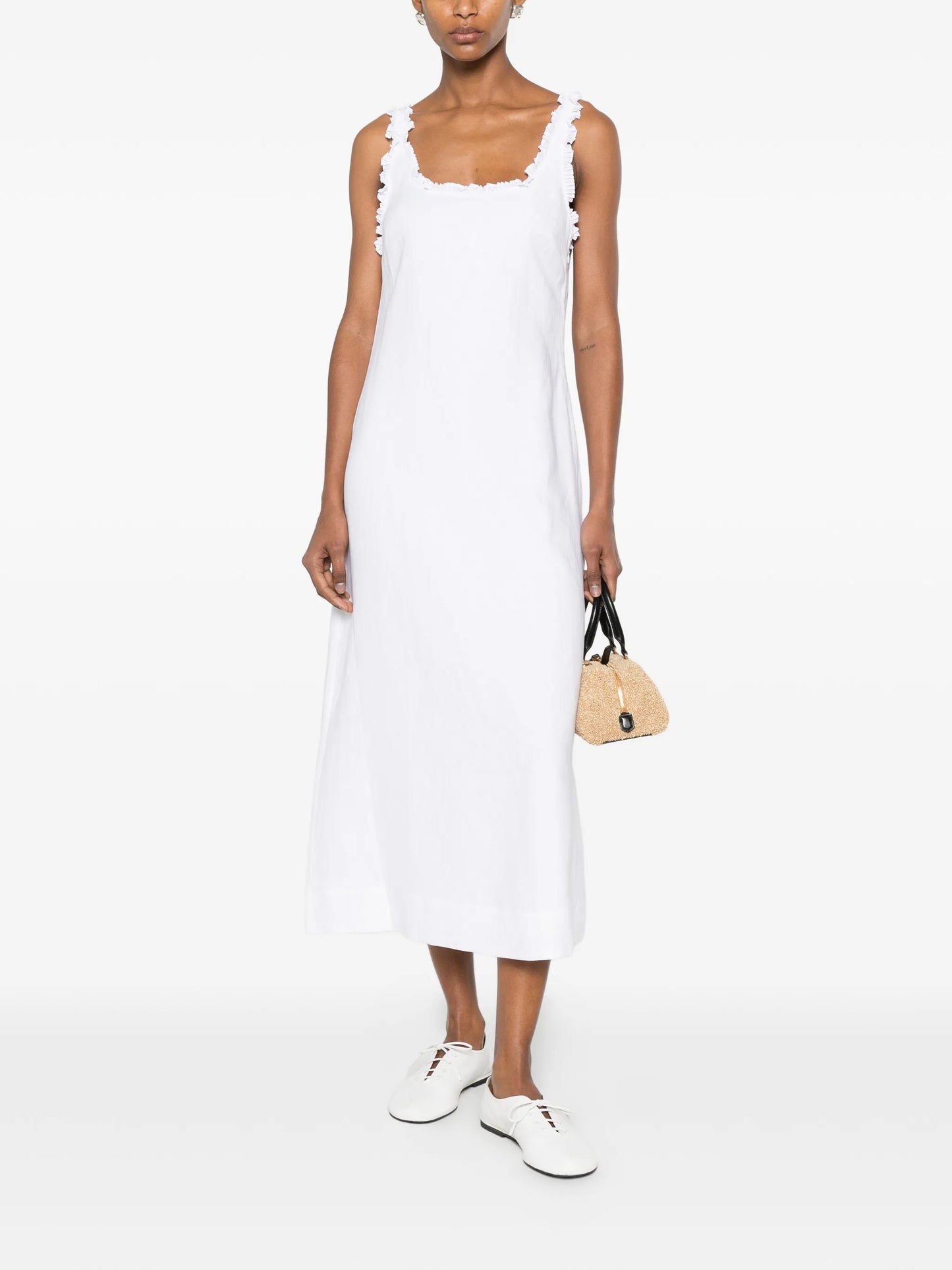 Florence ruffled-seam midi dress