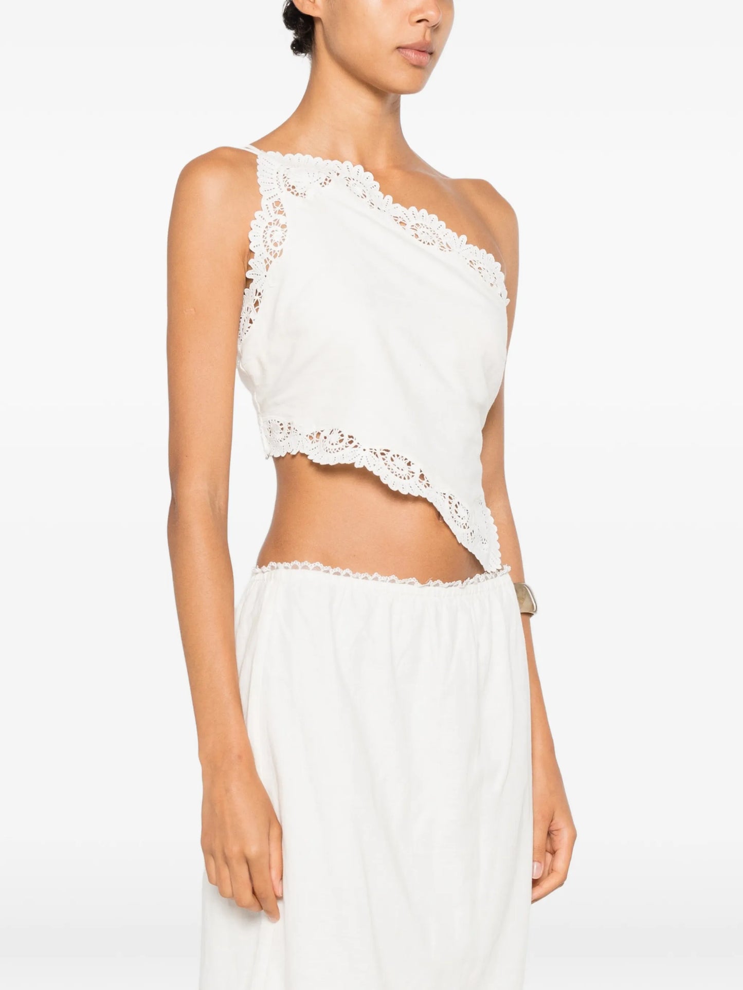 Darya lace-trim linen blouse