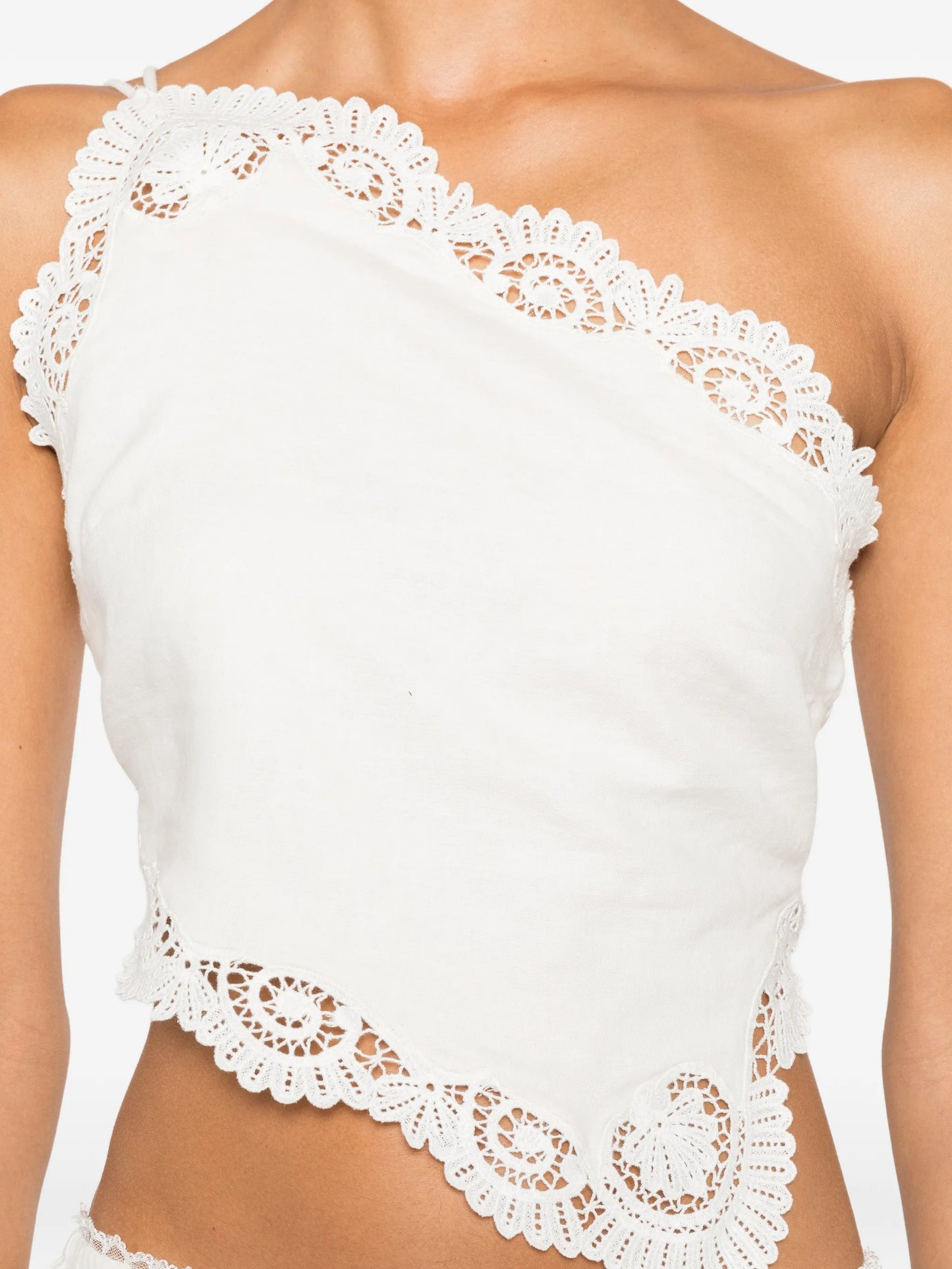 Darya lace-trim linen blouse