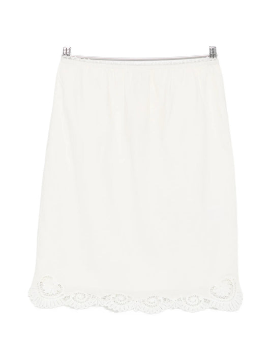 Darya lace-trim linen midi skirt