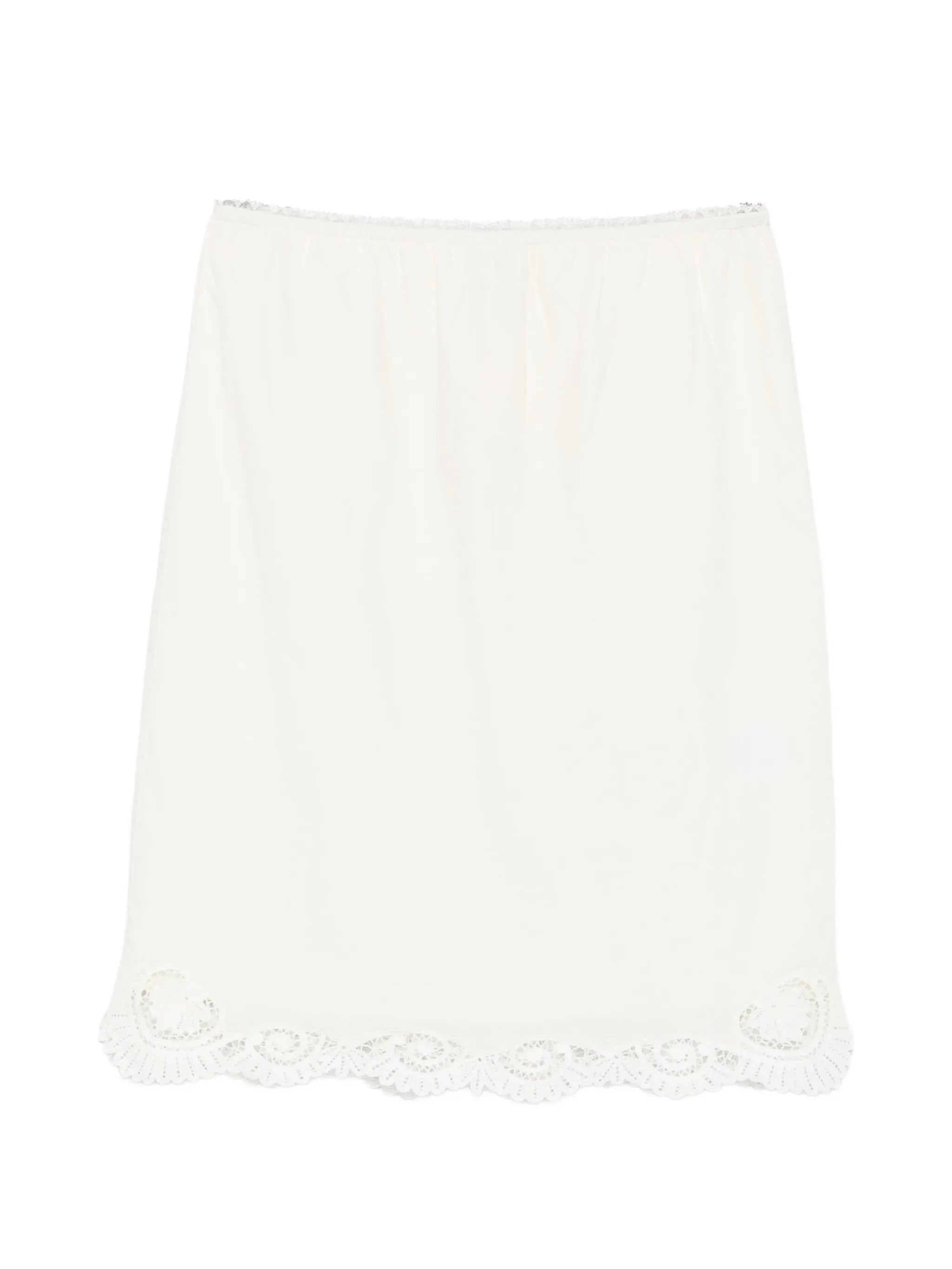 Darya lace-trim linen midi skirt