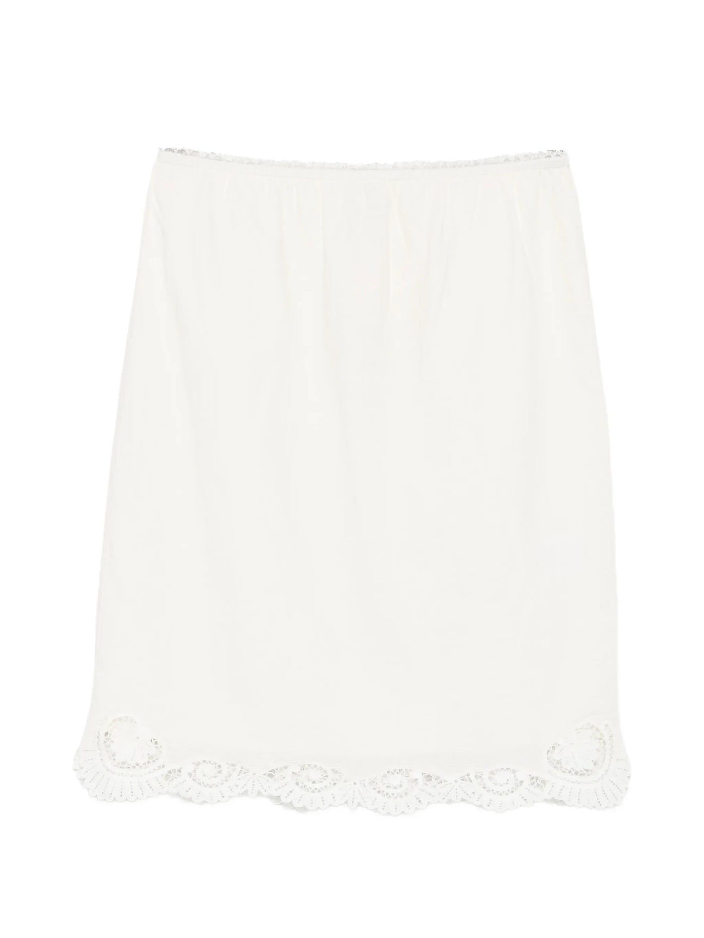 Darya lace-trim linen midi skirt