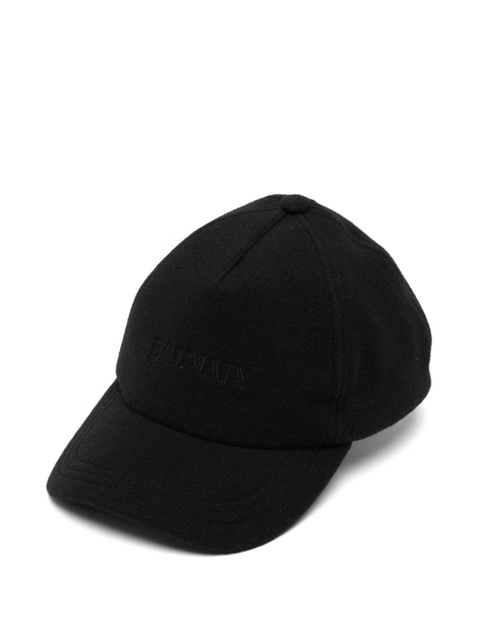 logo-embroidered wool cap