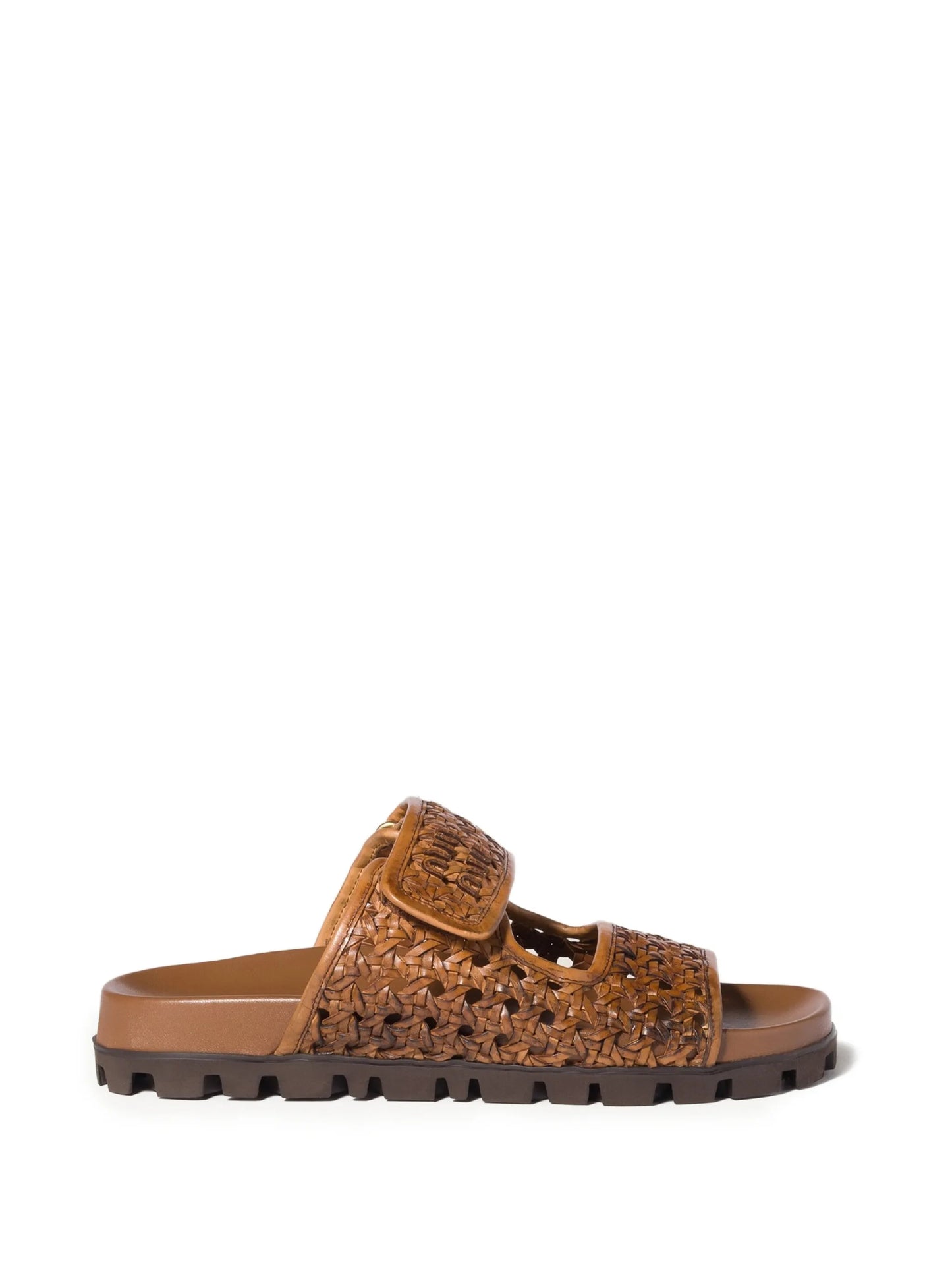woven leather lug-sole sandals