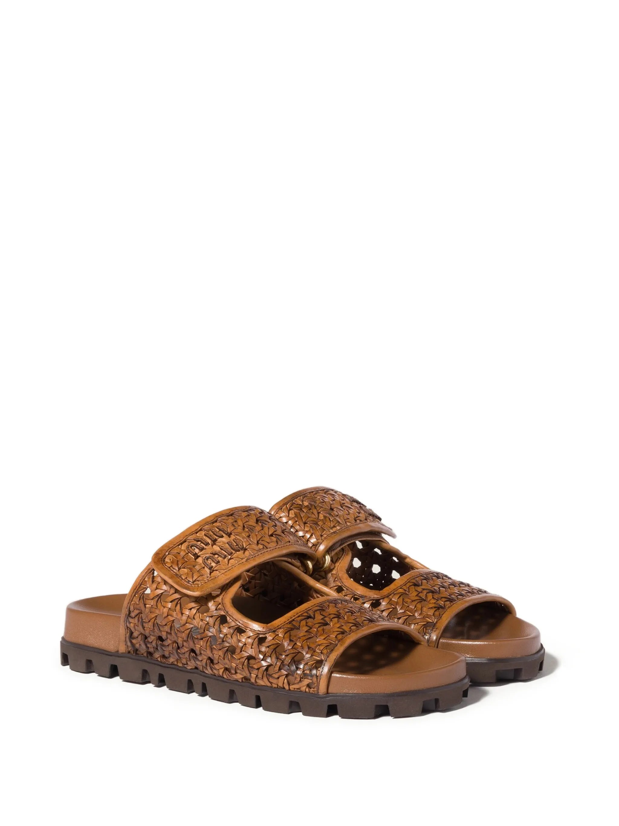woven leather lug-sole sandals