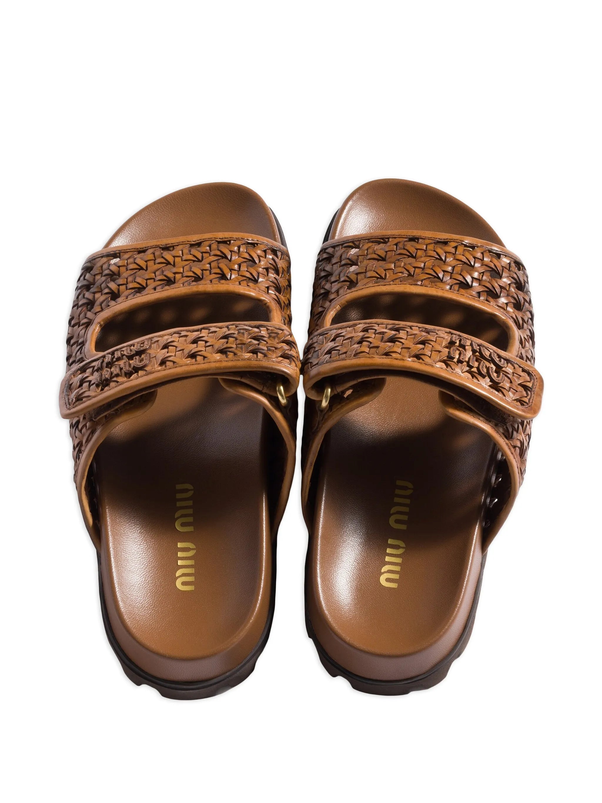 woven leather lug-sole sandals