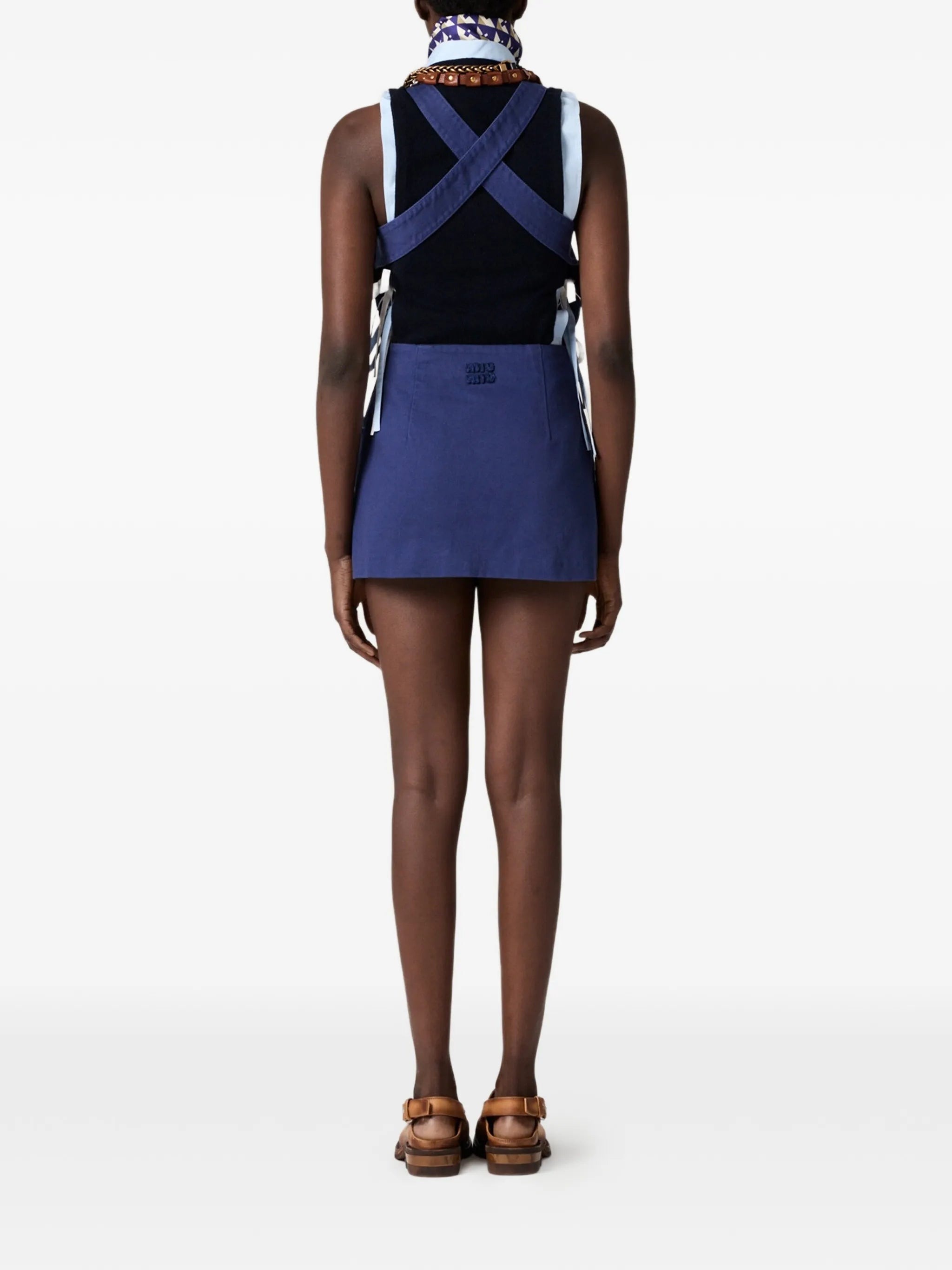 backless logo mini dress