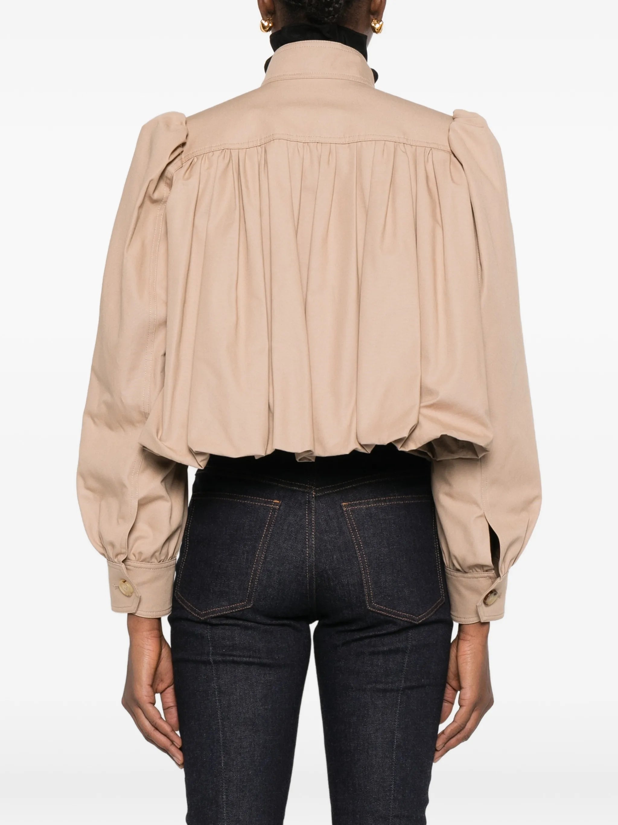 ruched high-neck jacket