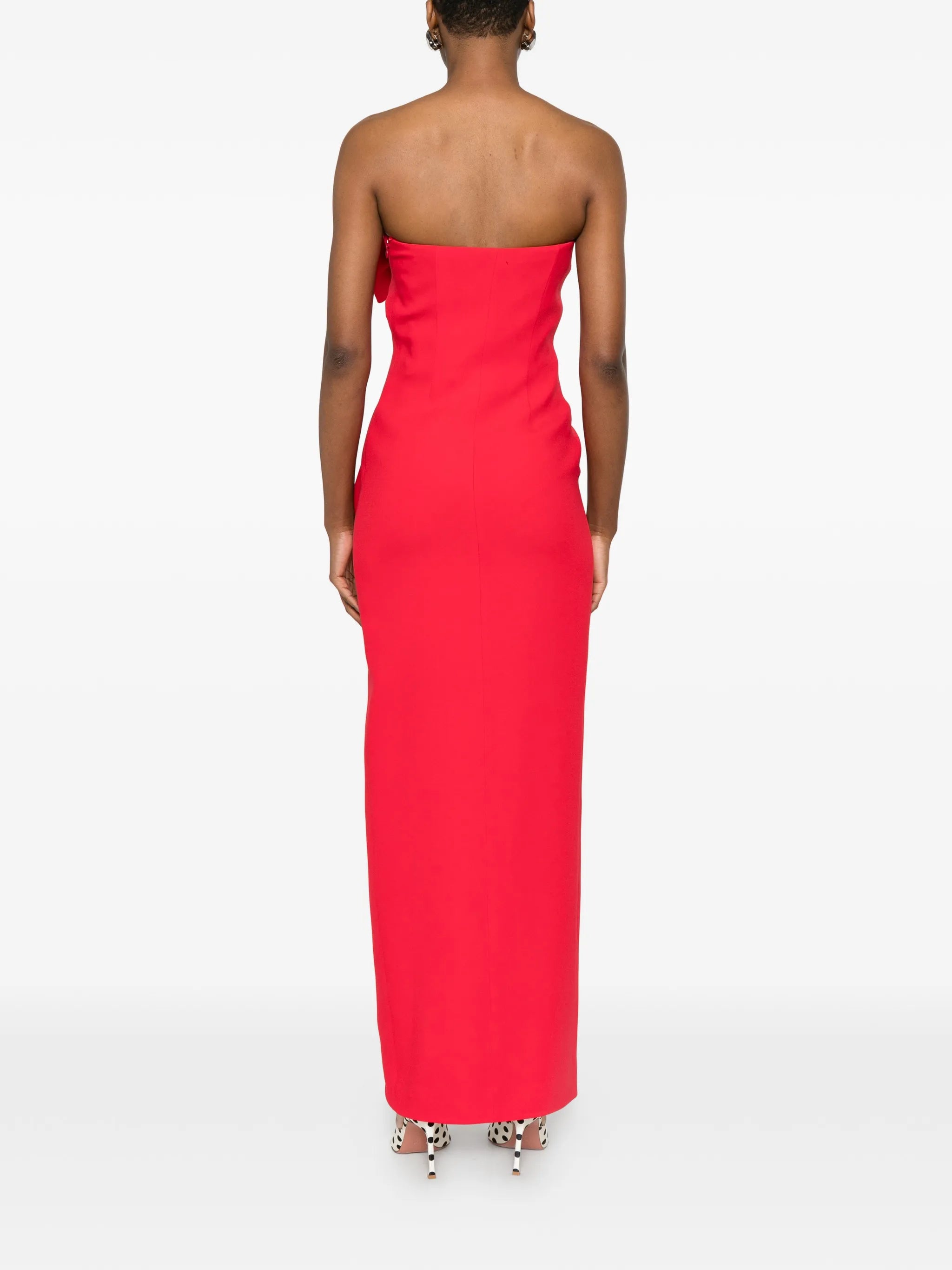 bow-embellishment slit-detail maxi dress