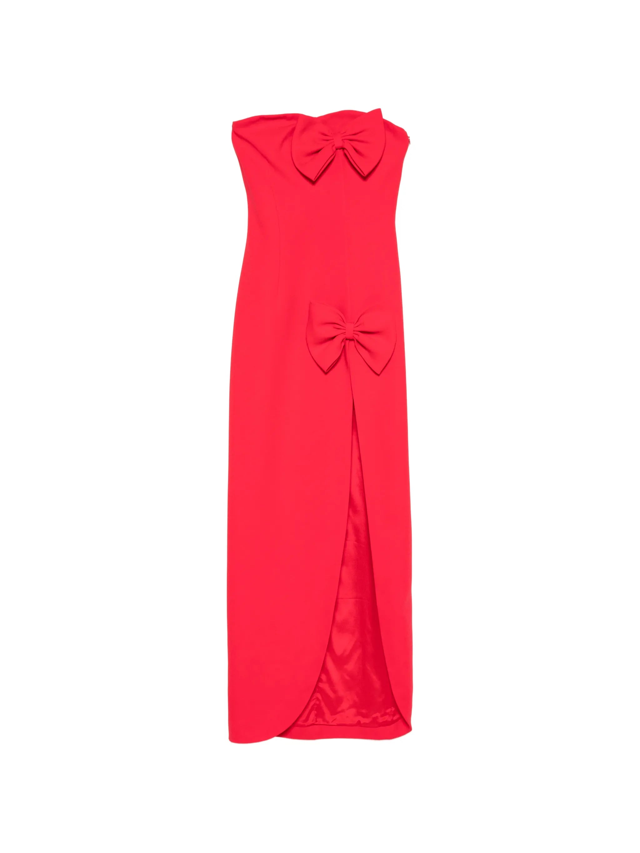 bow-embellishment slit-detail maxi dress