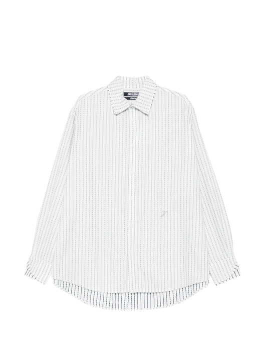 Letro printed pinstriped shirt