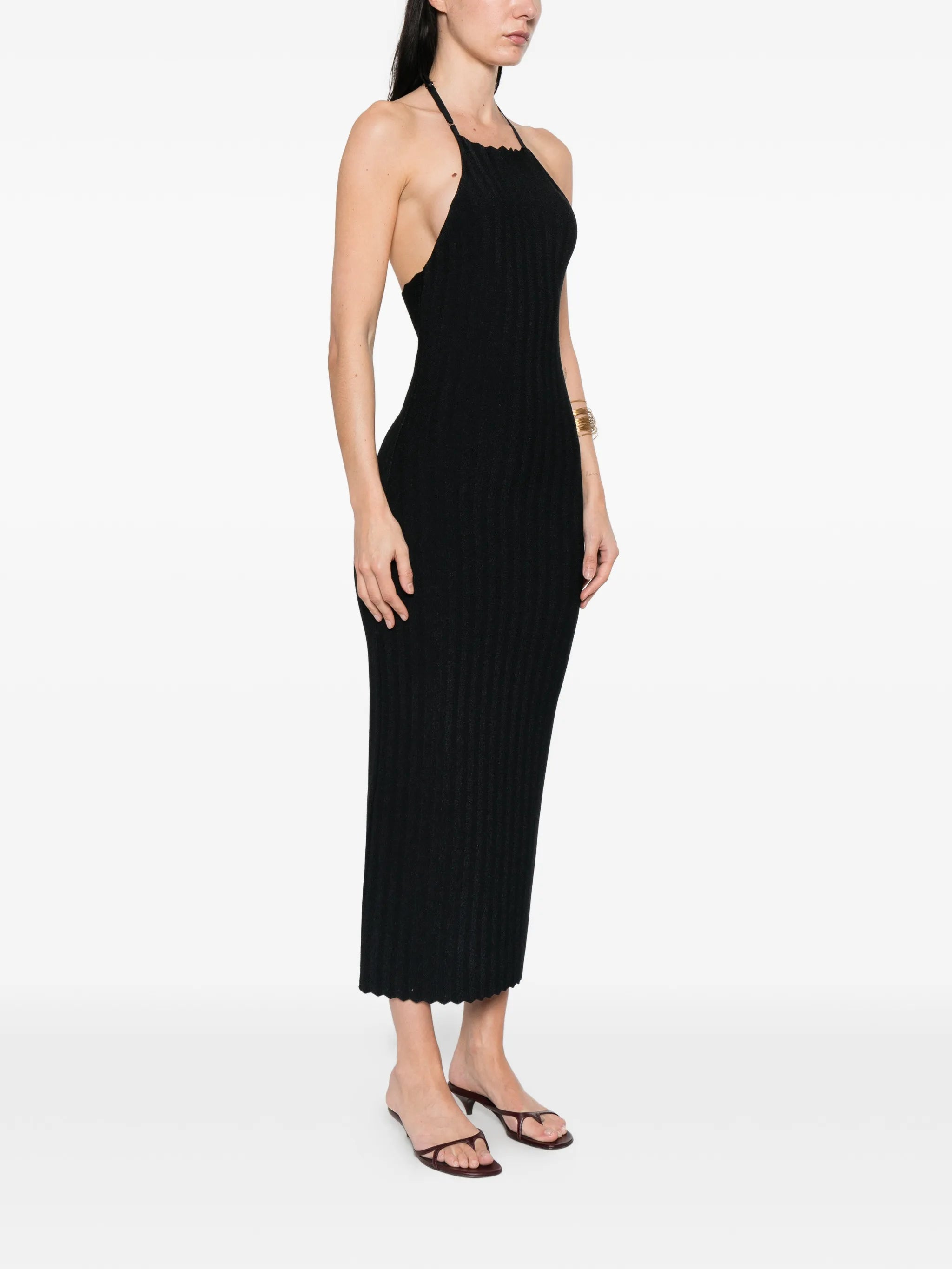 chevron-knit halterneck dress