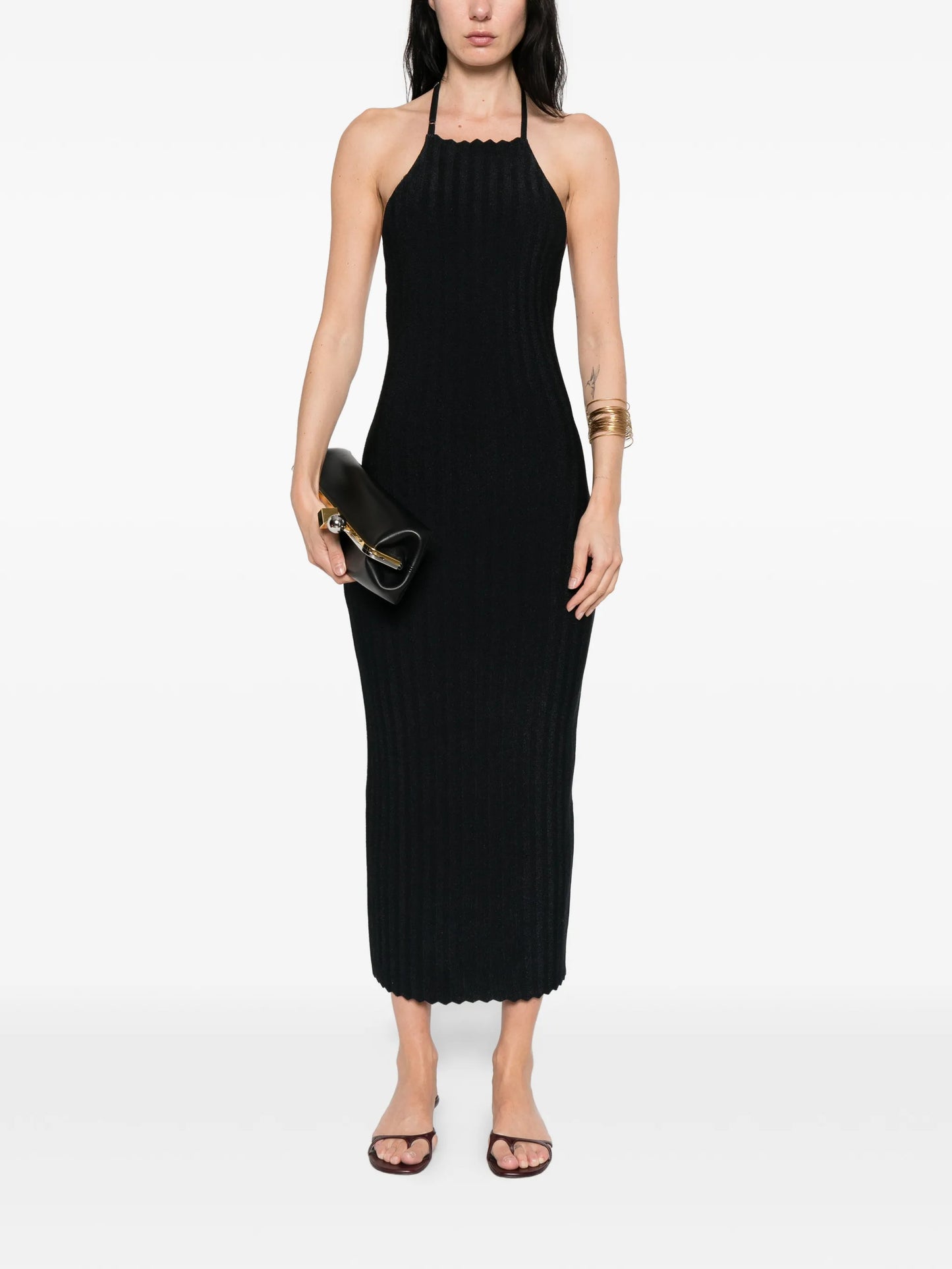 Tablier halterneck midi dress