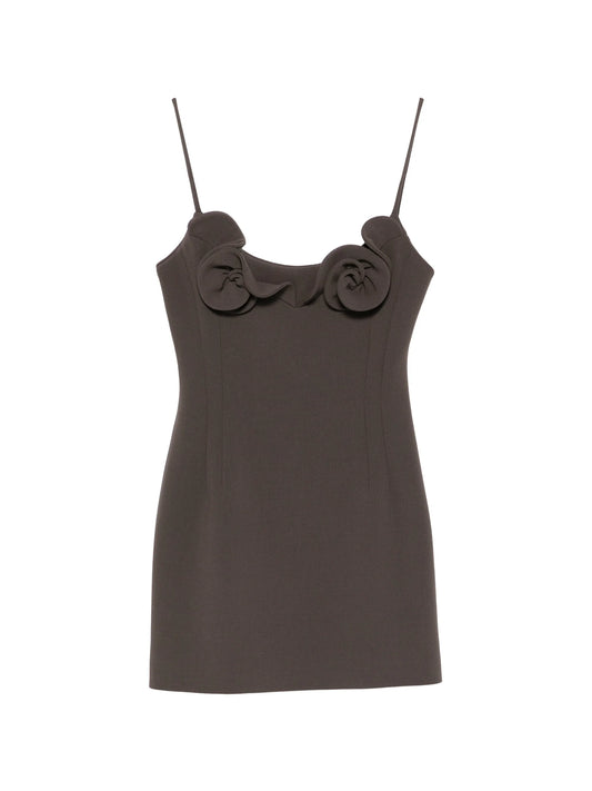 floral-appliqué mini dress