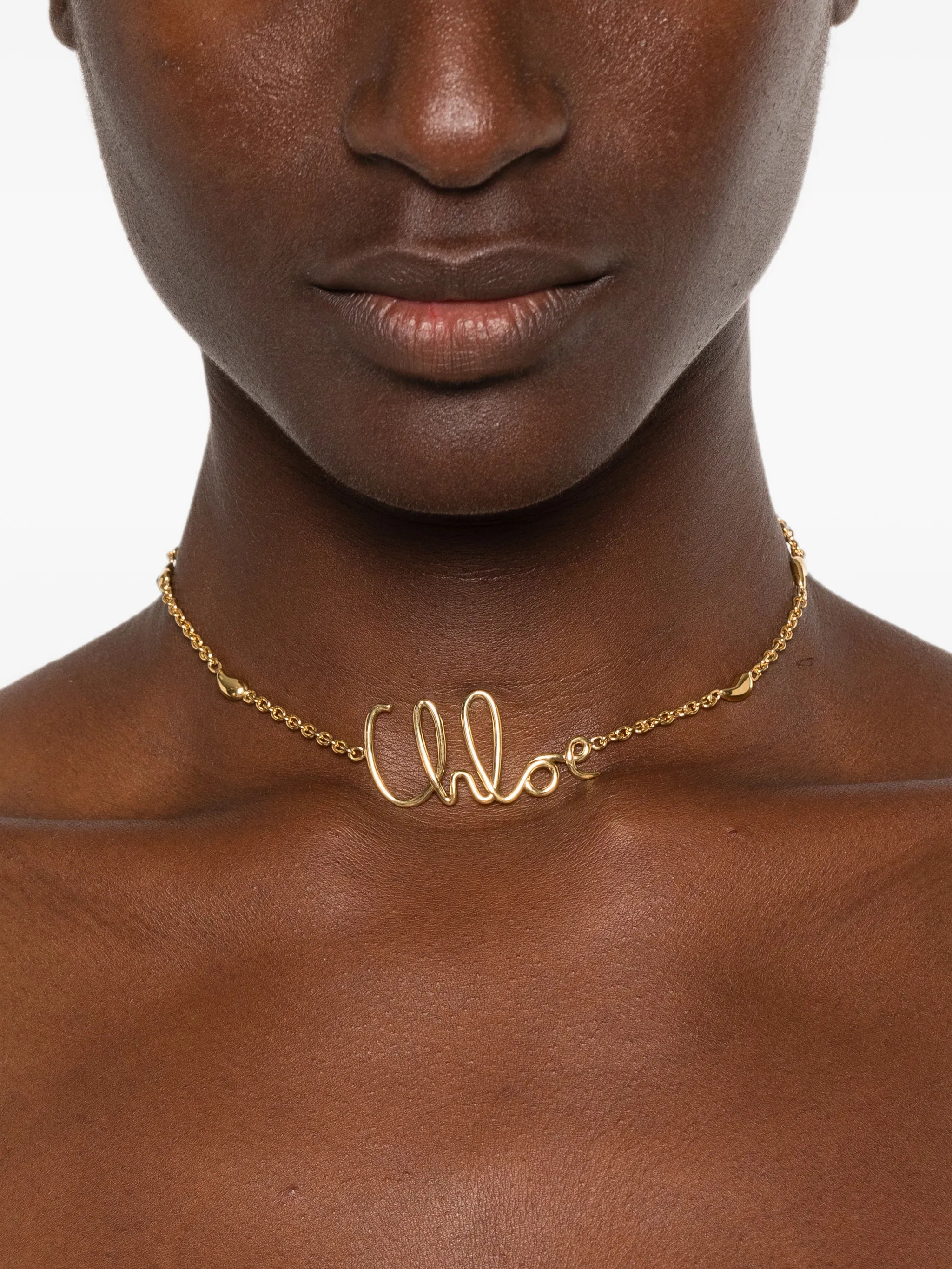 logo-plaque chain necklace