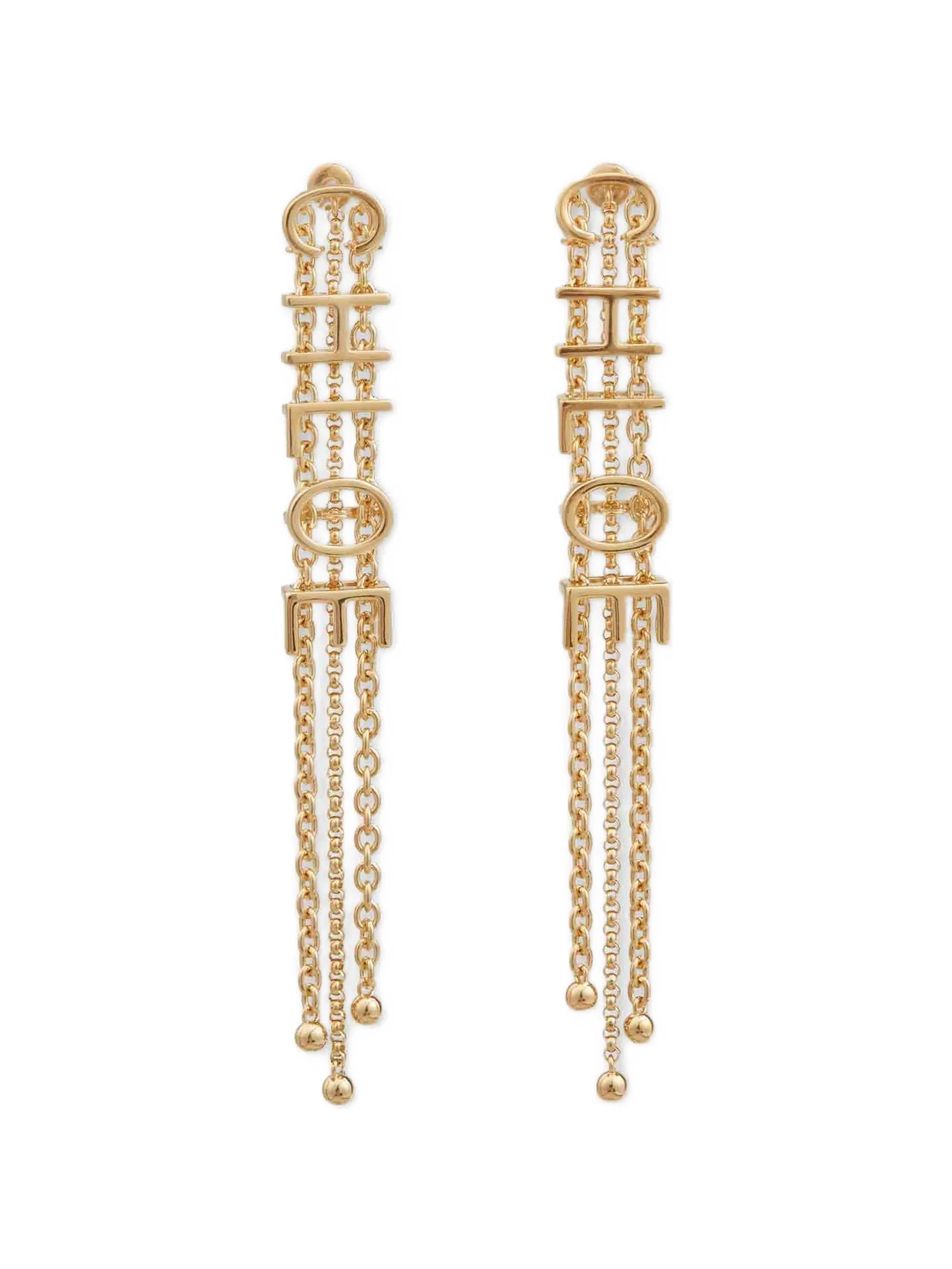logo-lettering chain-link earrings