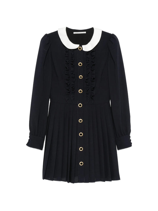 ruffled pleated mini dress