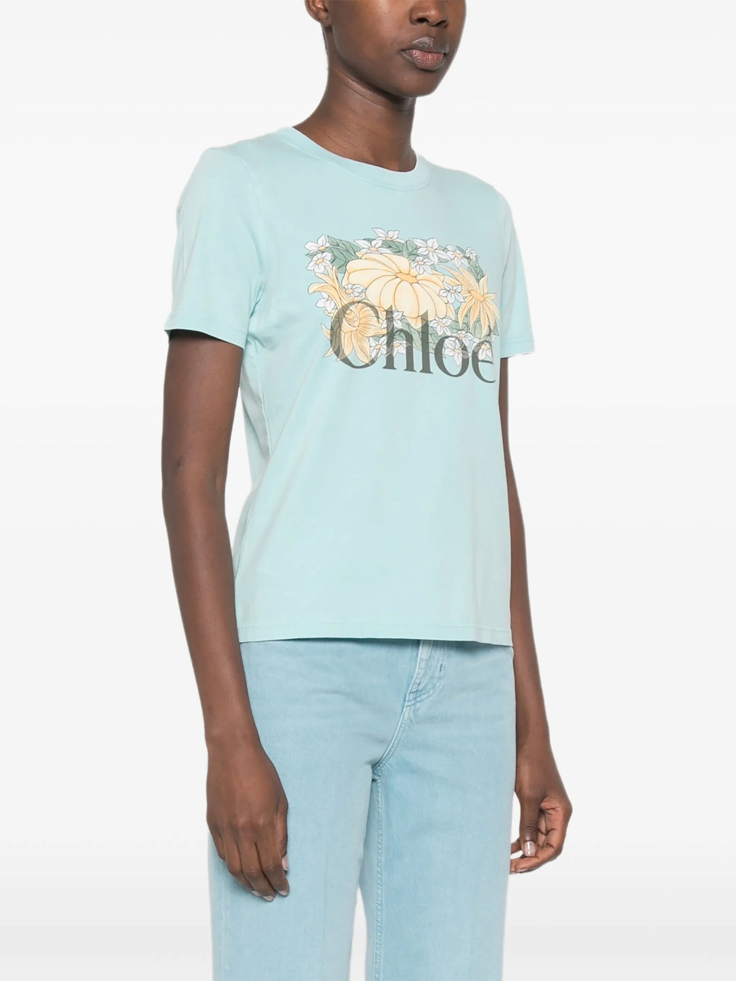 flower-print T-shirt