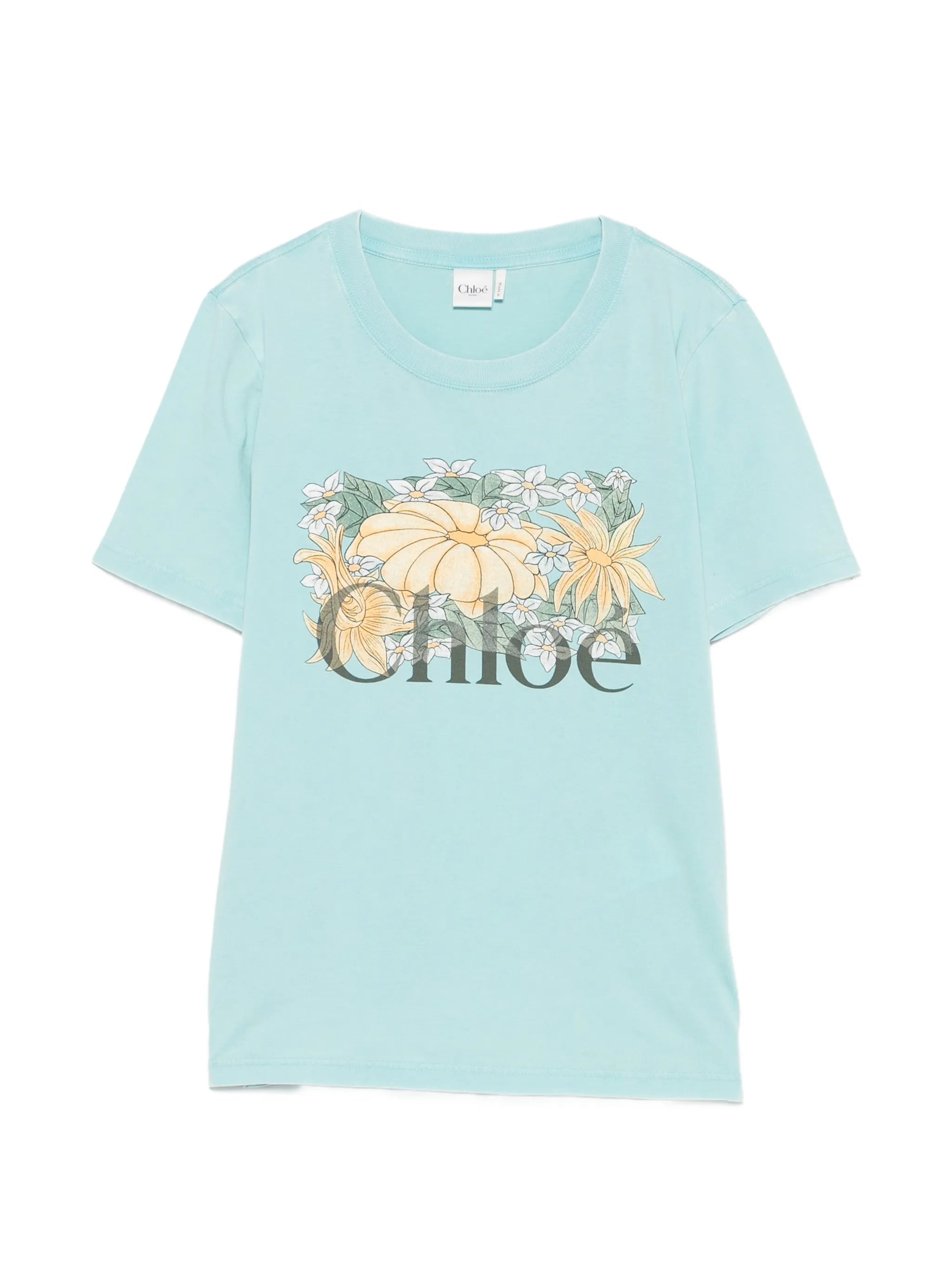 flower-print T-shirt