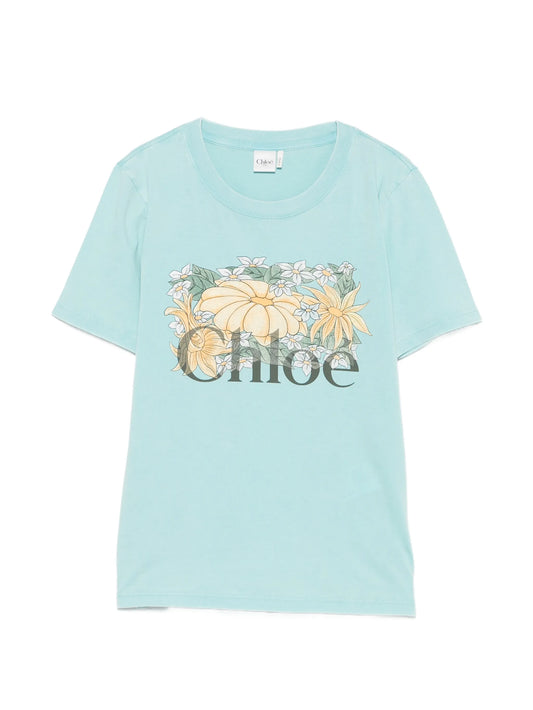 flower-print T-shirt