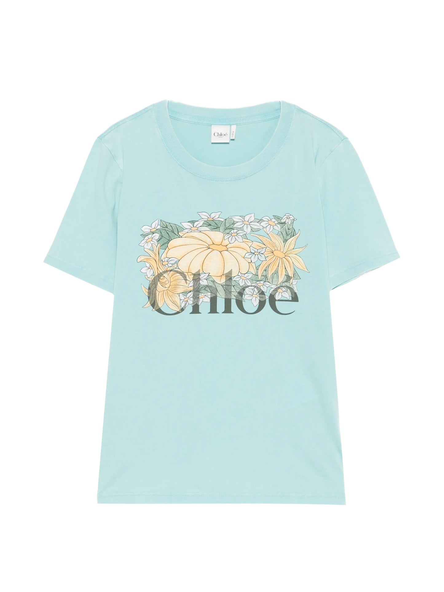 flower-print T-shirt