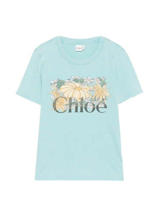 flower-print T-shirt