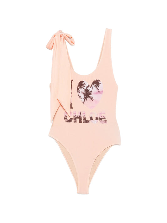 bow-detail graphic-print swimsuit