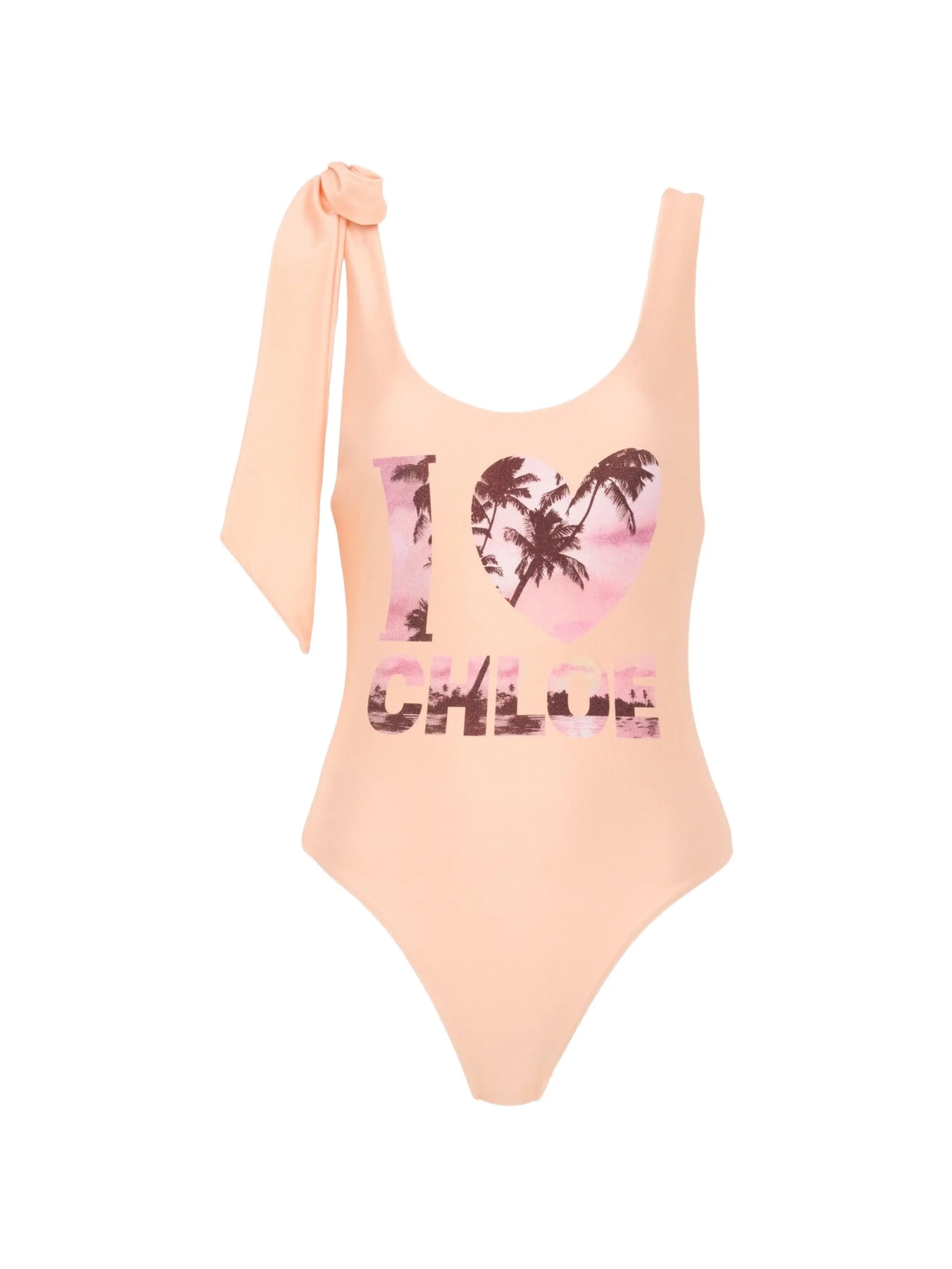 tie-strap one-piece logo swimsuit
