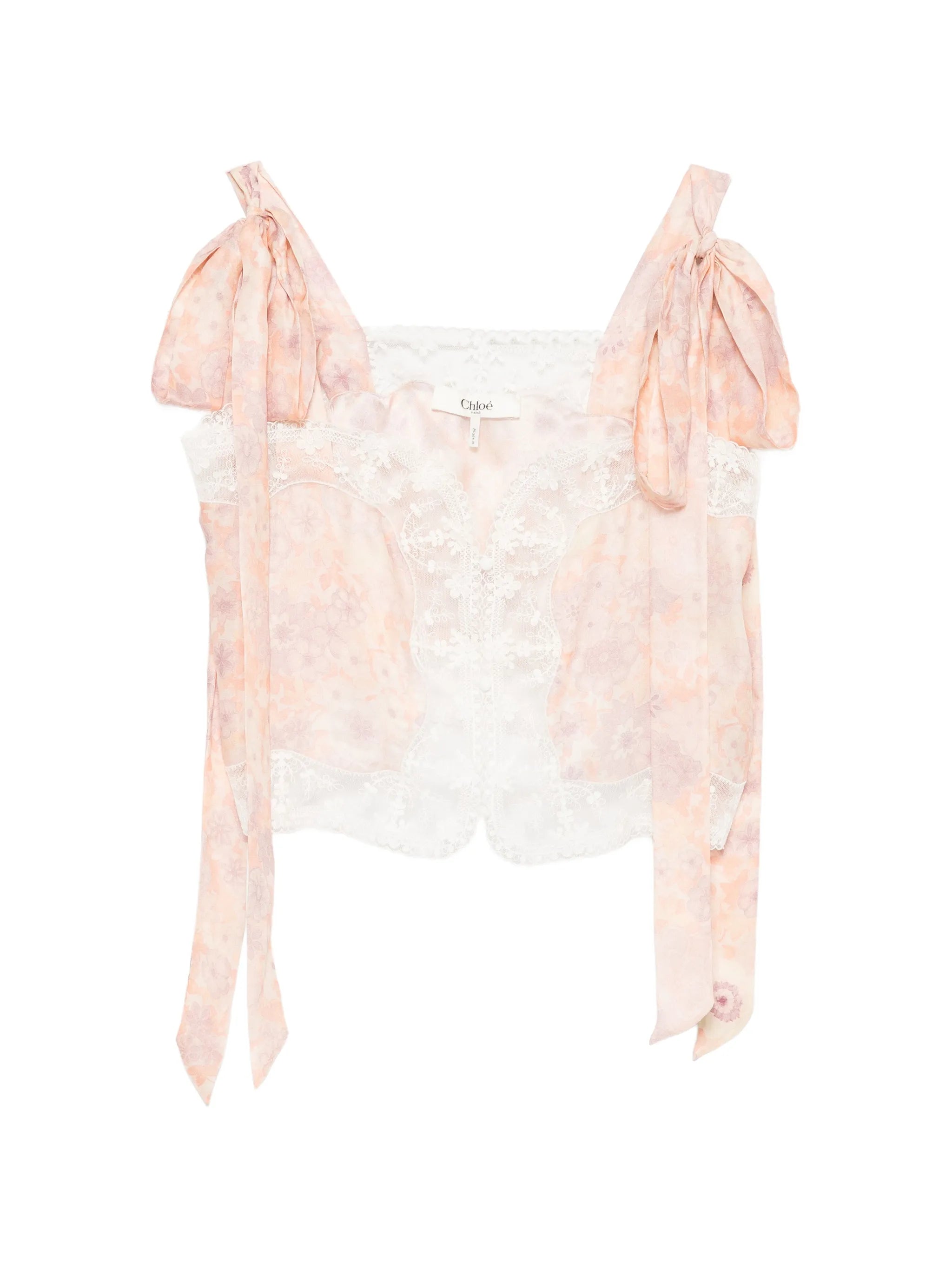 lace-trim floral-print top