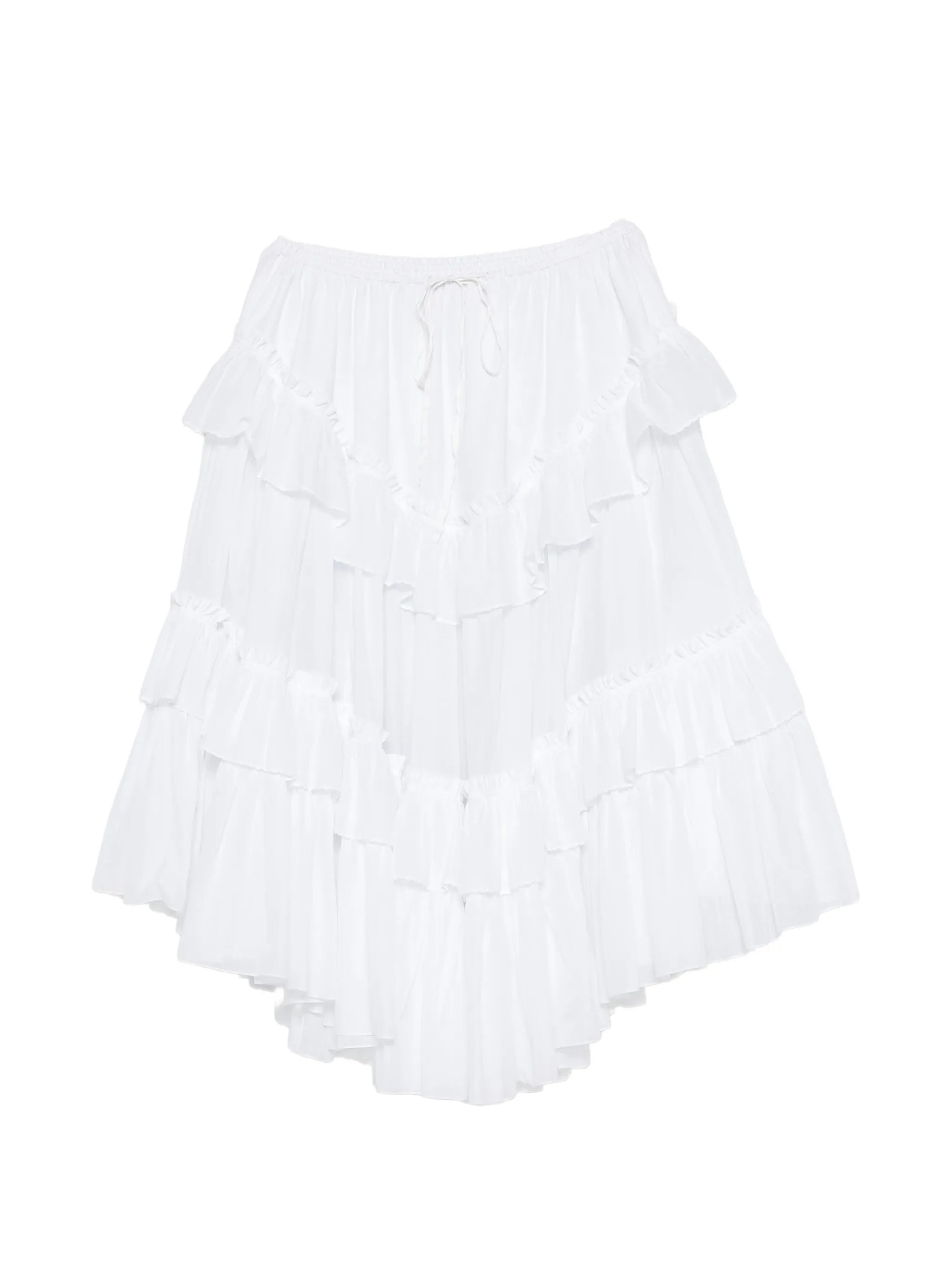 ruffled-trim tiered midi skirt
