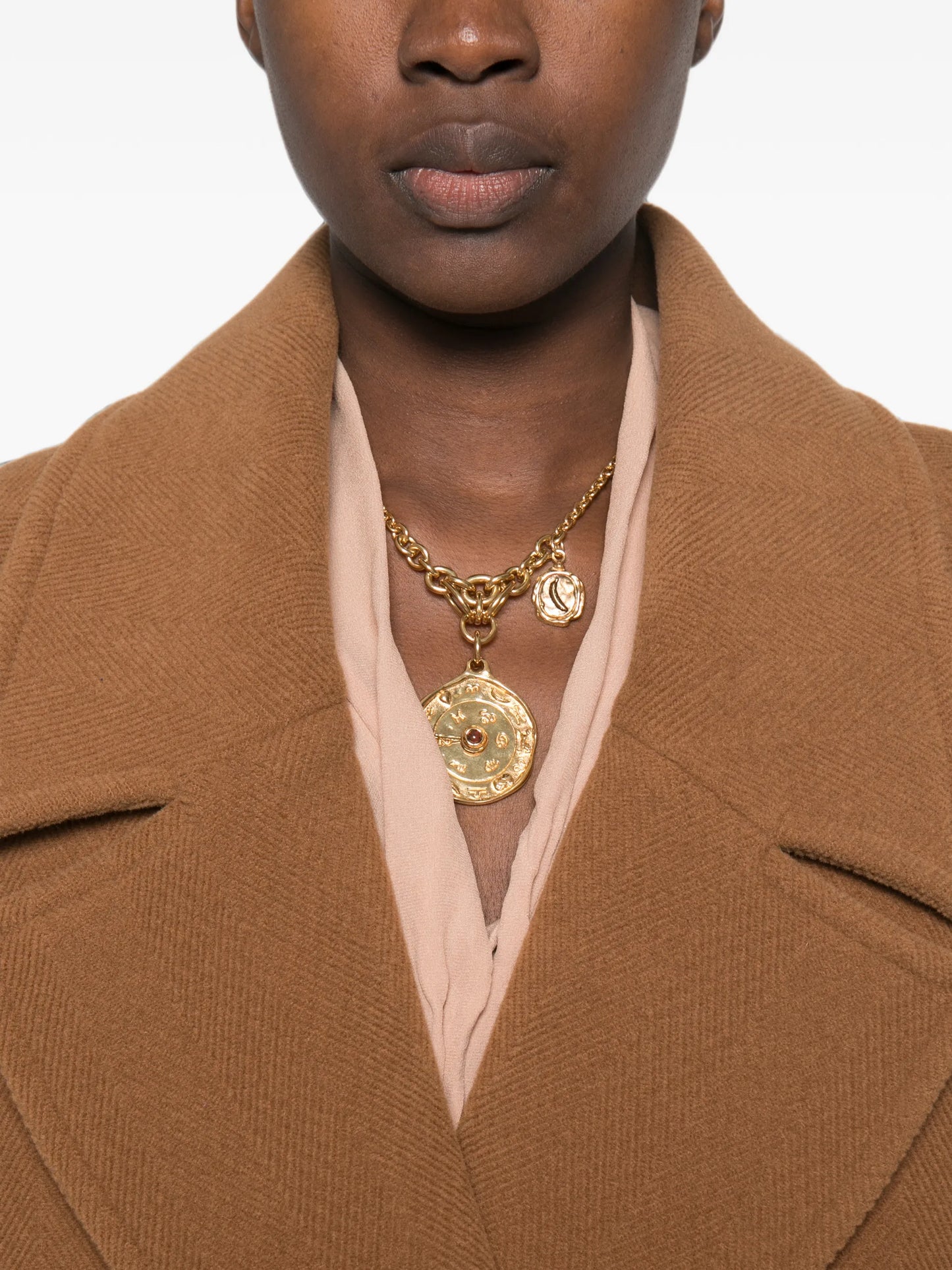 double-breasted herringbone coat