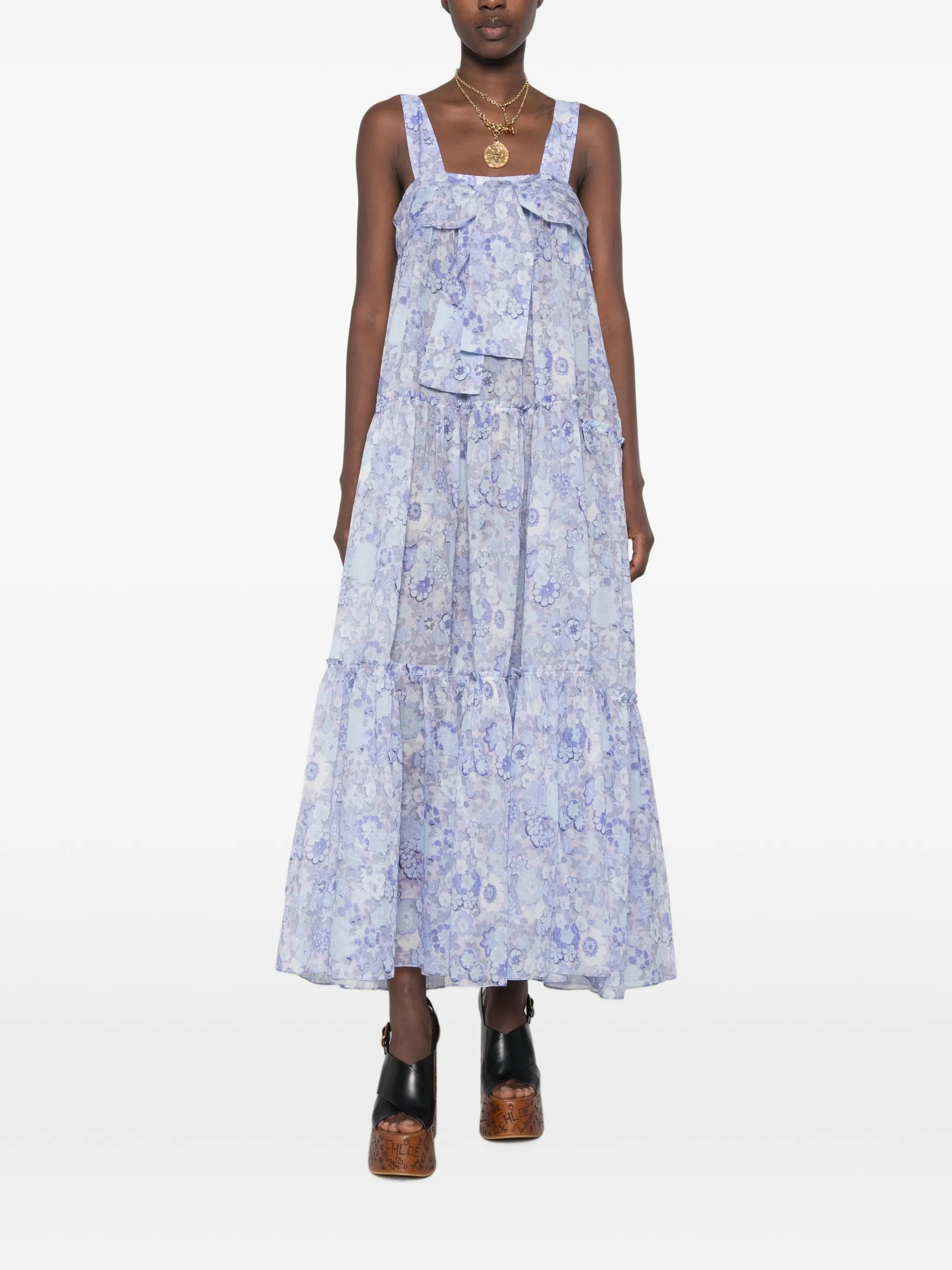 floral-print tiered maxi dress