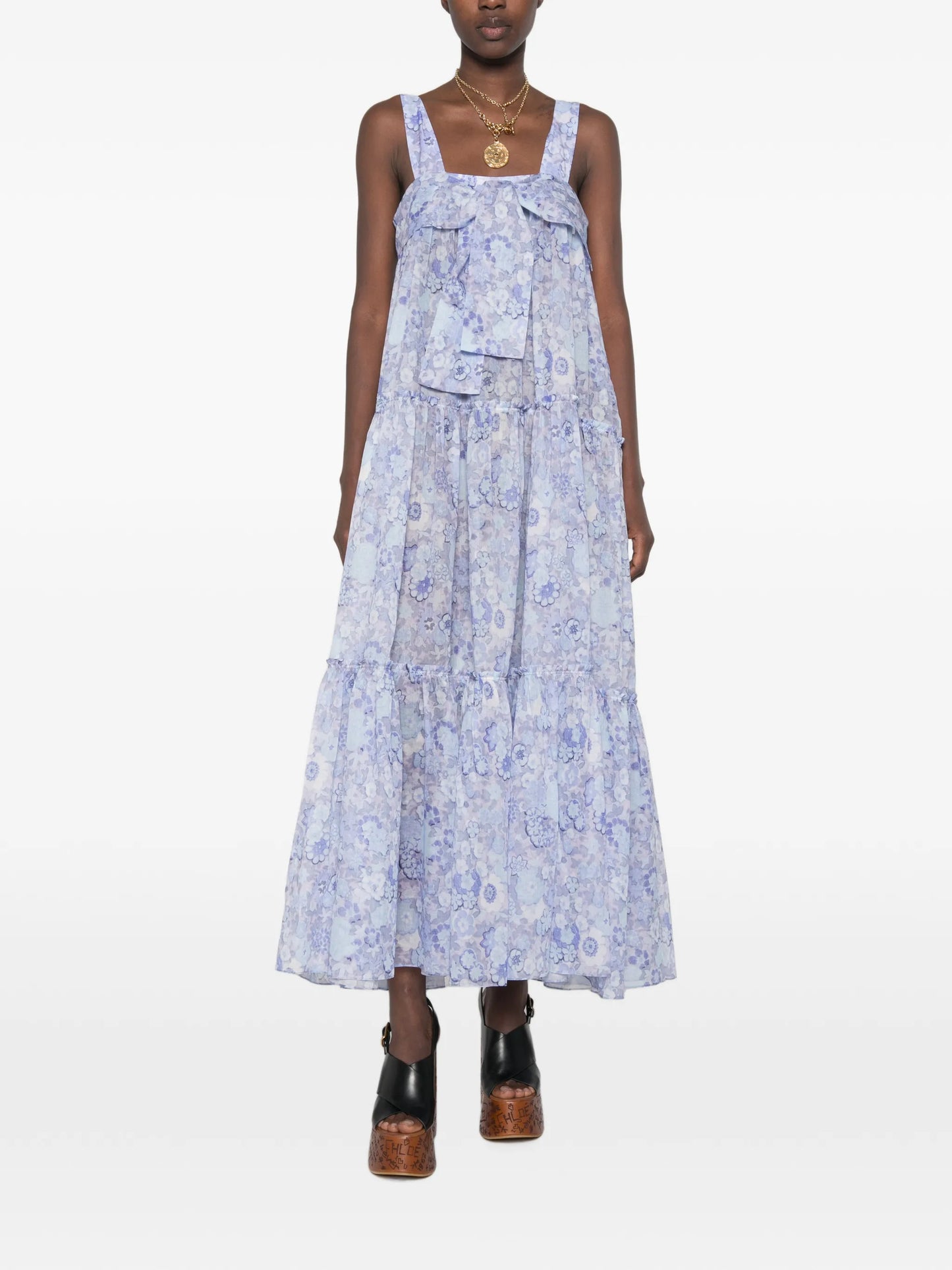 floral-print tiered maxi dress