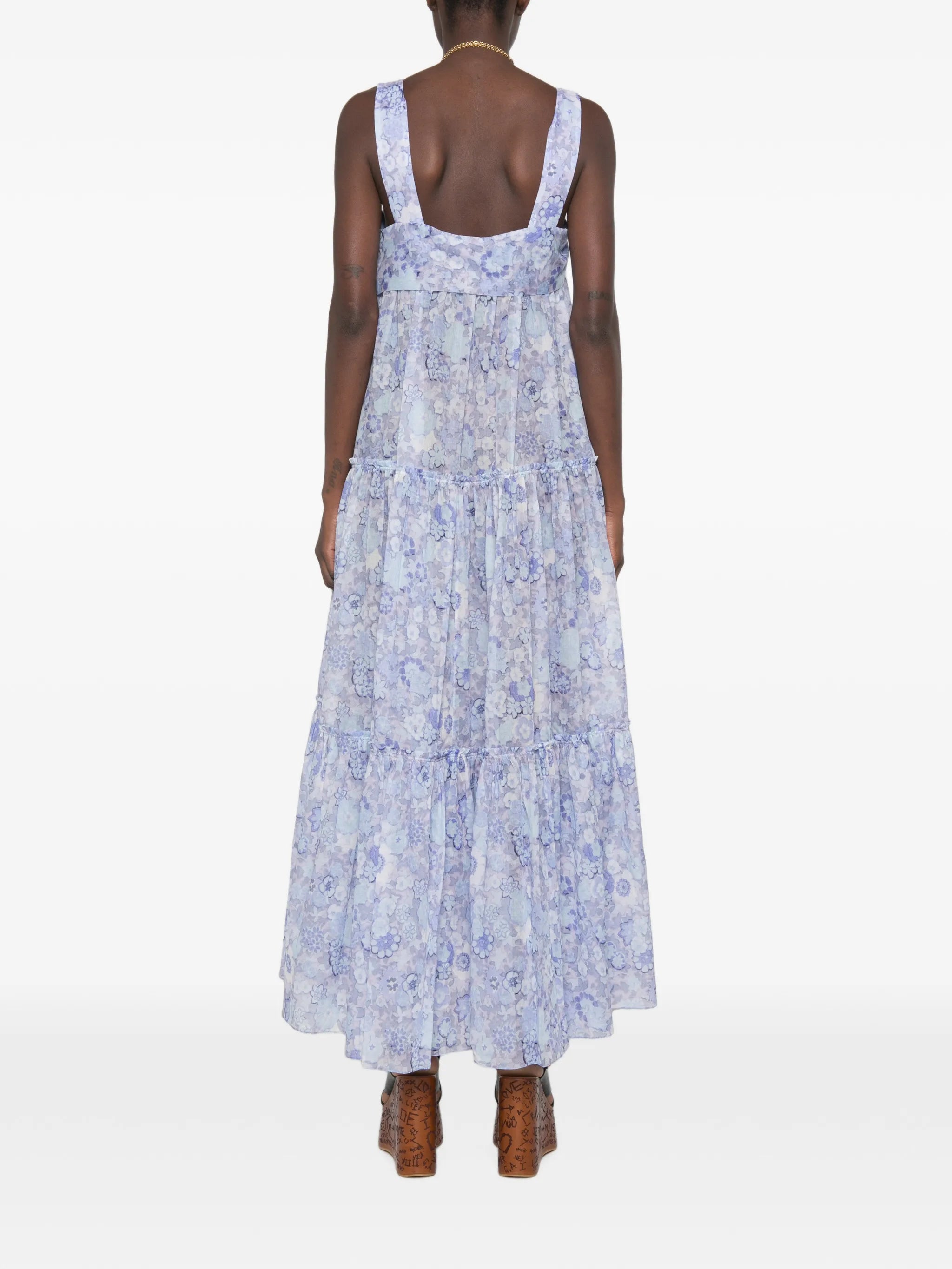 floral-print tiered maxi dress