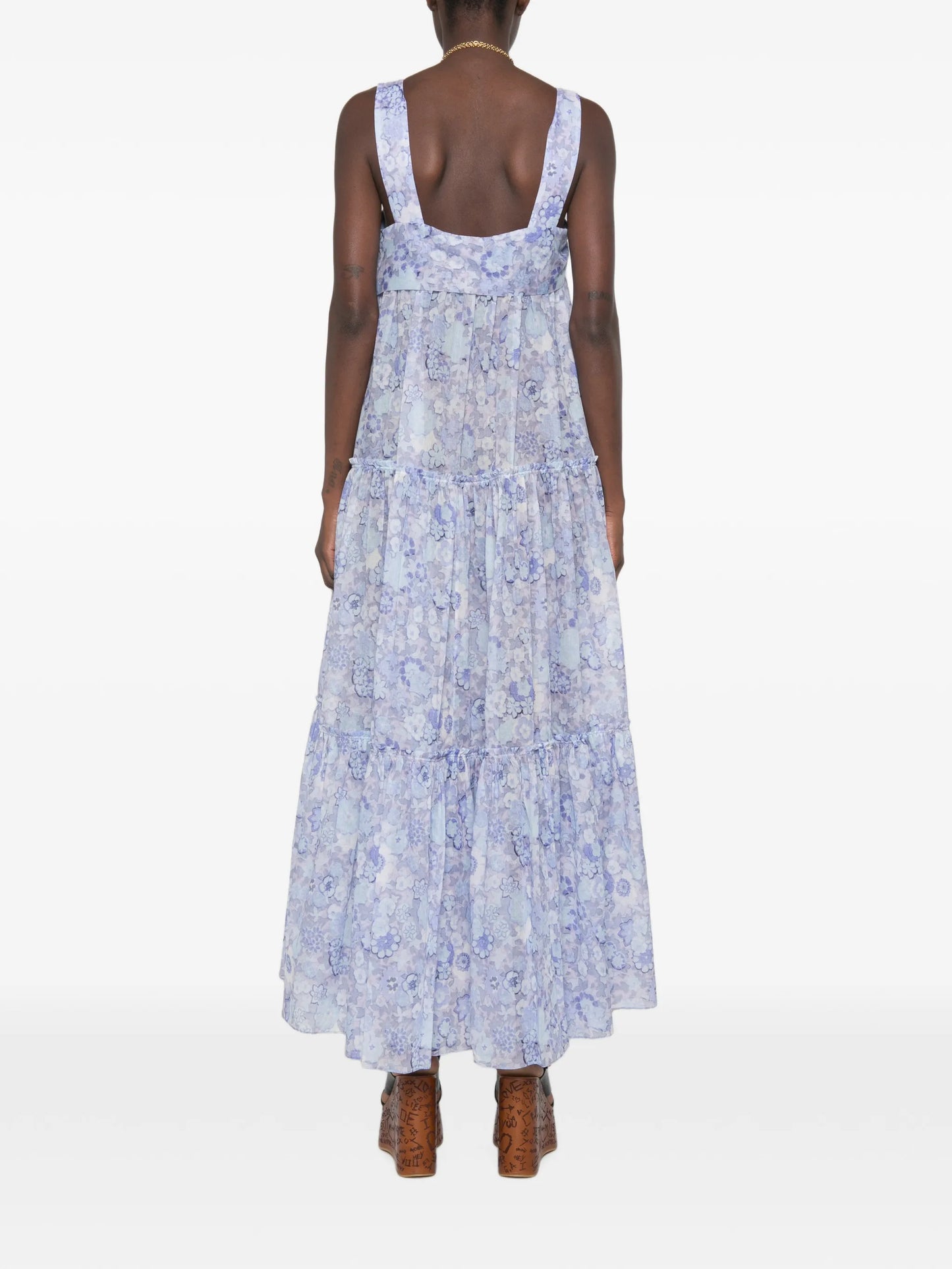 floral-print tiered maxi dress
