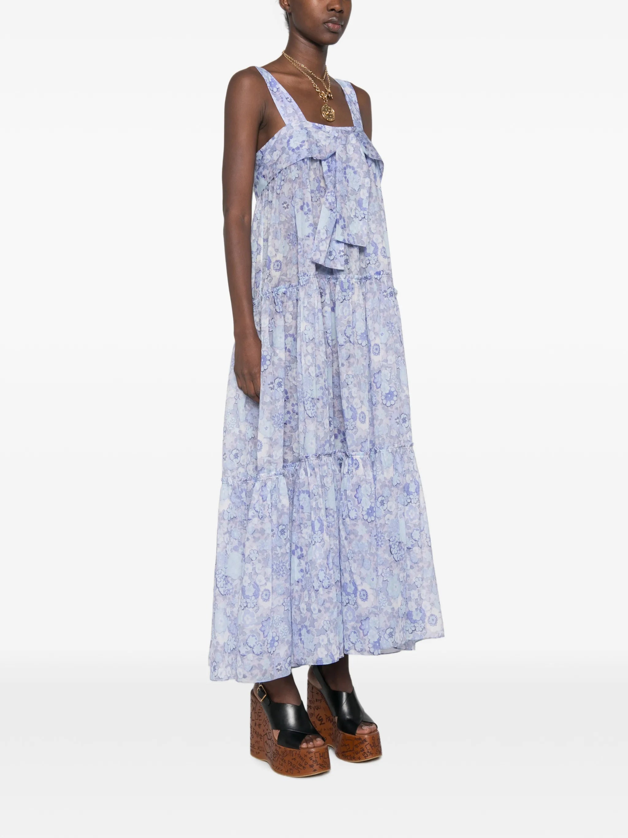 floral-print tiered maxi dress