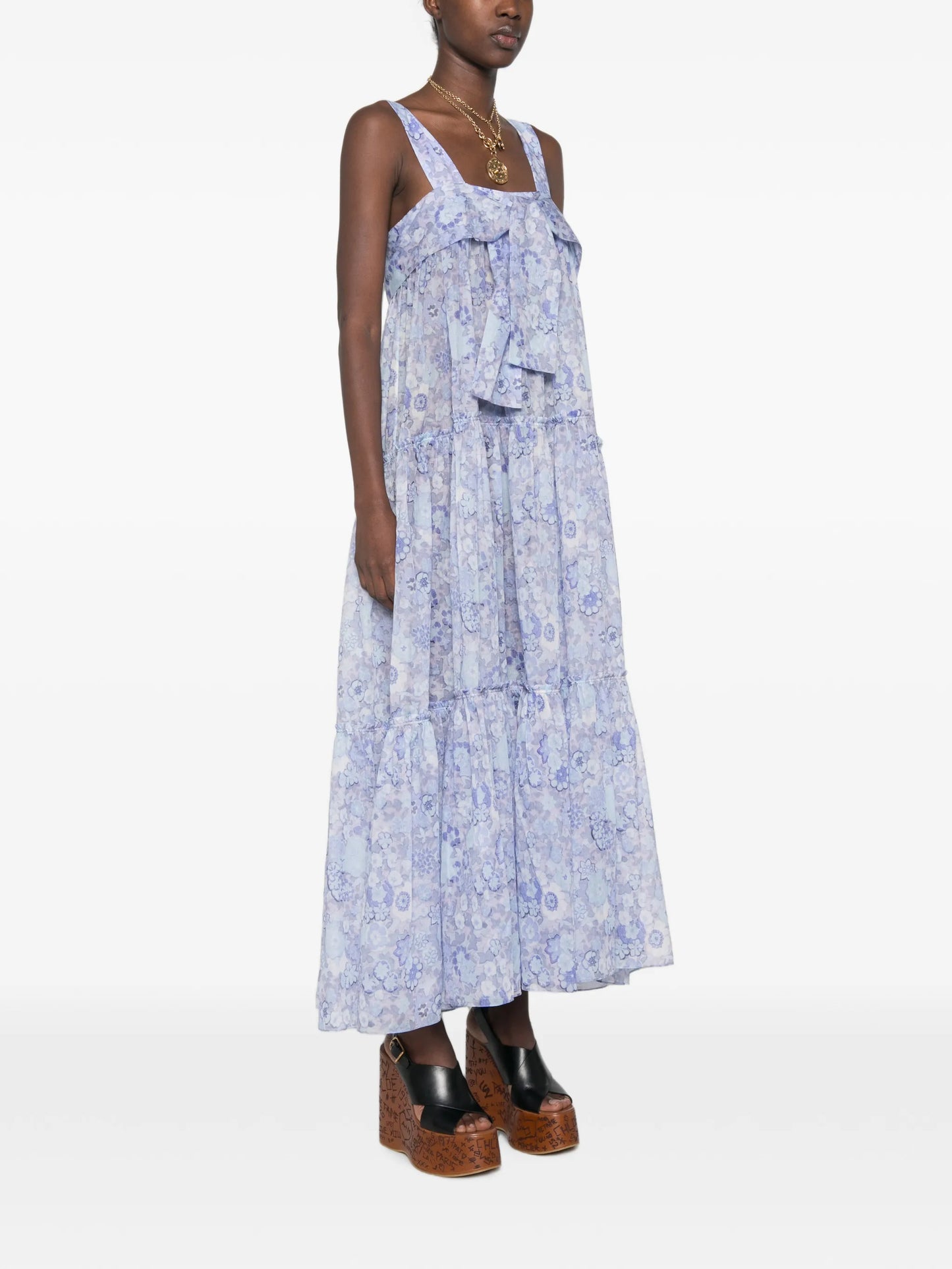 floral-print tiered maxi dress