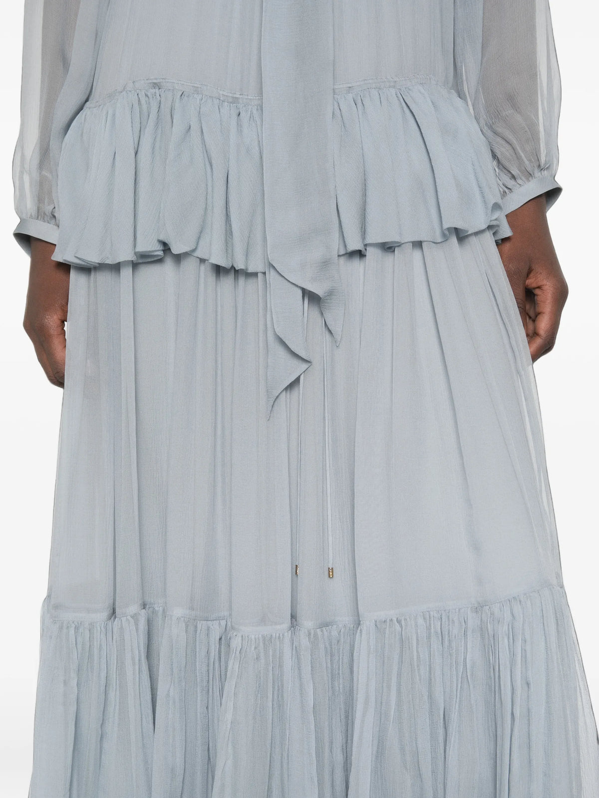 ruffled silk-mousseline maxi dress
