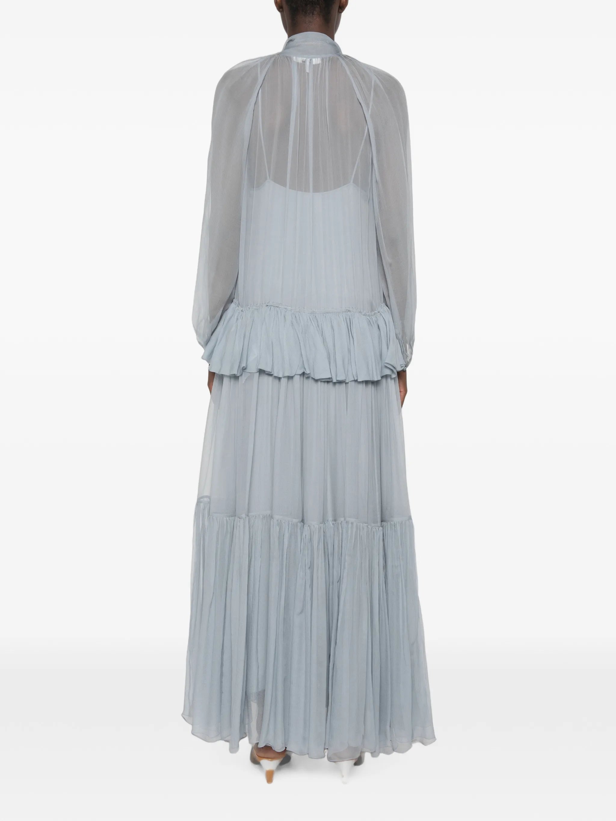 ruffled silk-mousseline maxi dress
