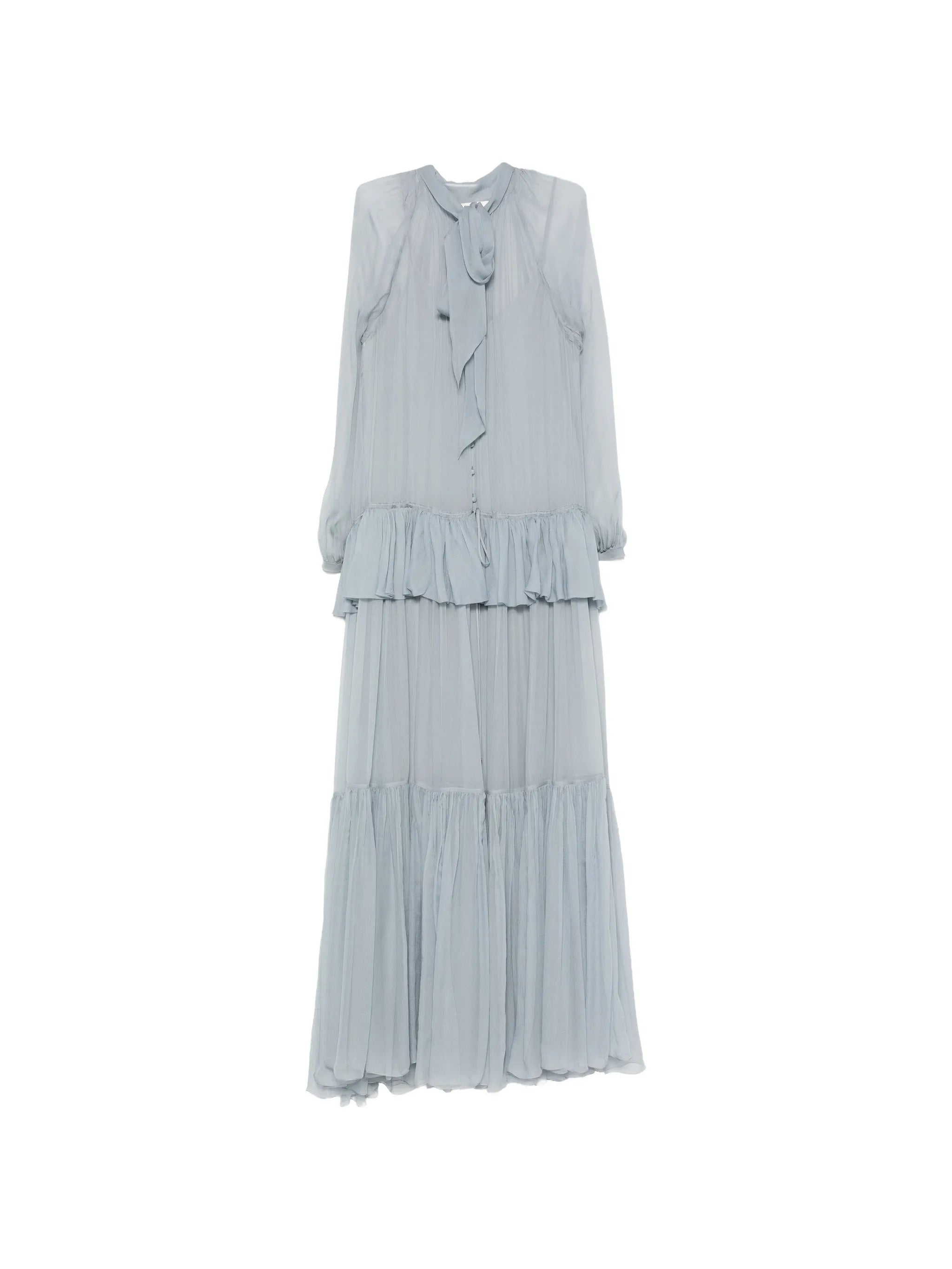 ruffled silk-mousseline maxi dress