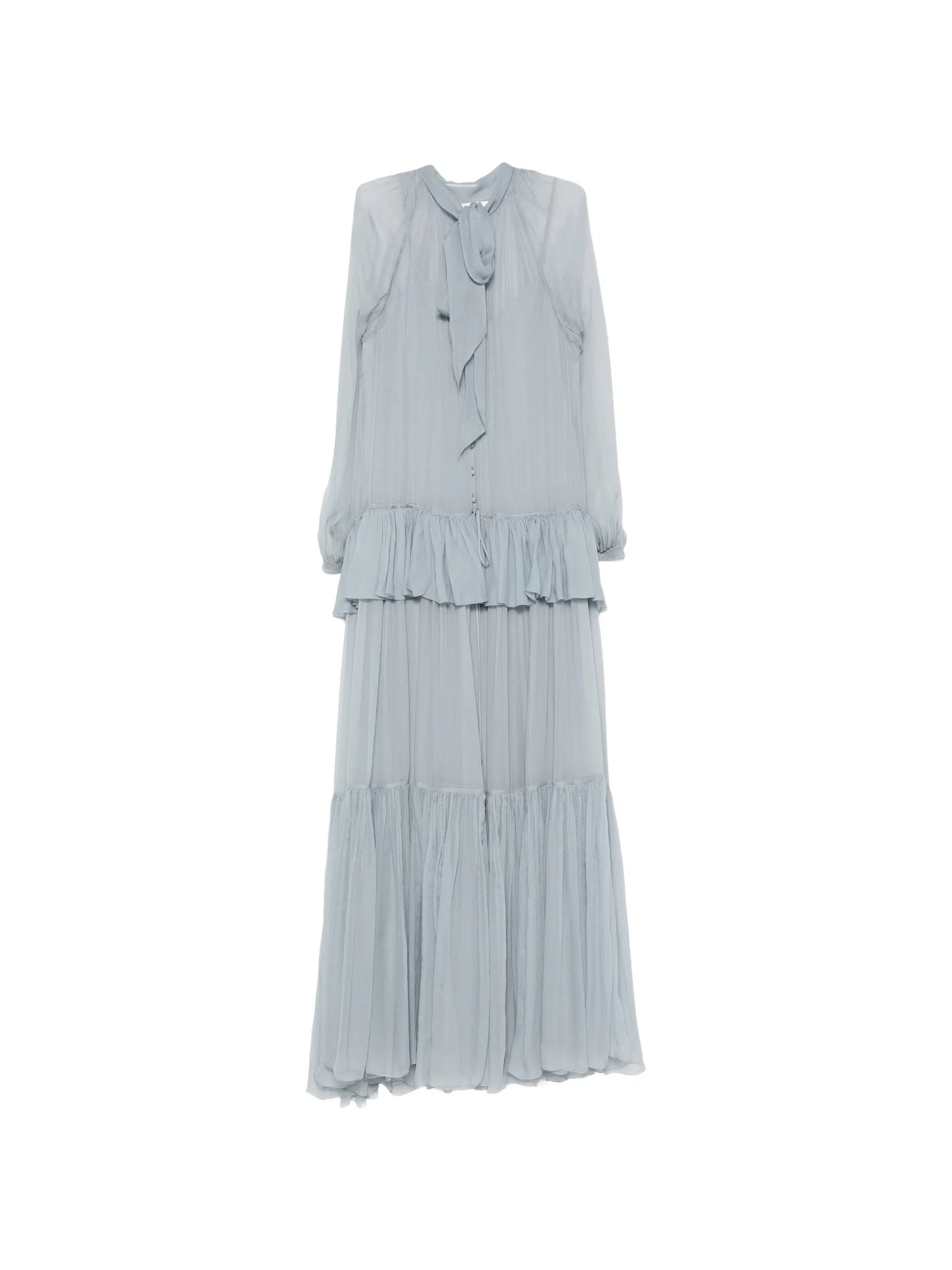 ruffled silk-mousseline maxi dress