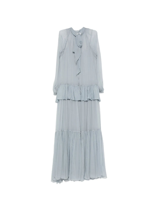 ruffled silk-mousseline maxi dress