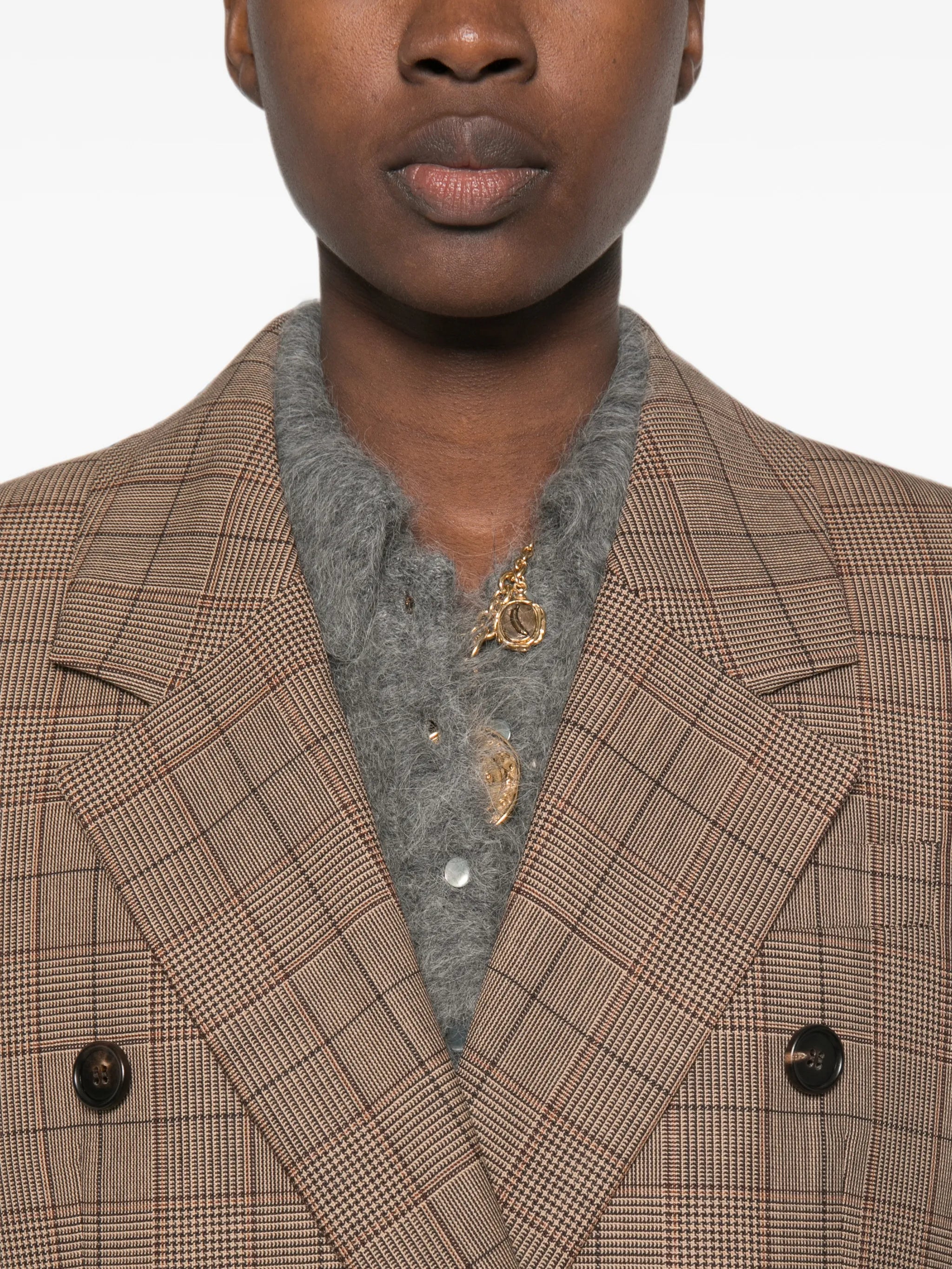 double-breasted check jacket