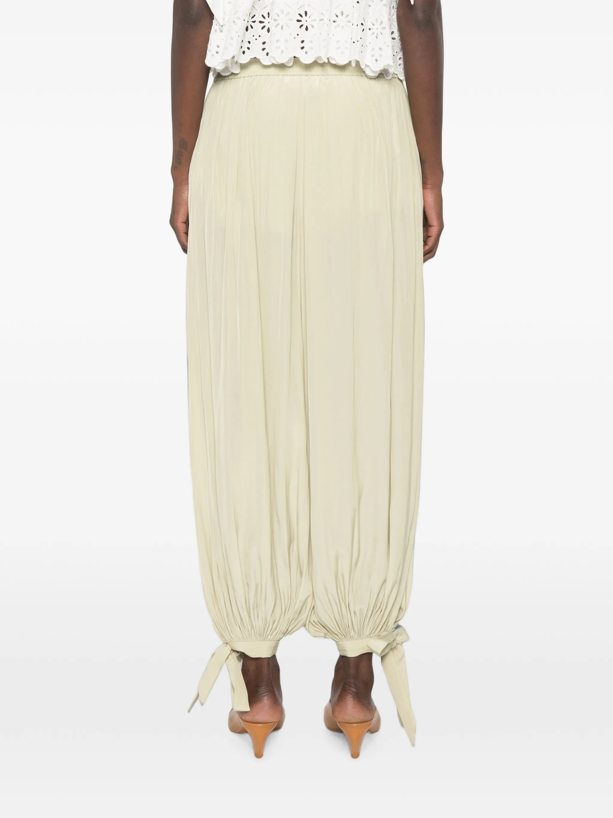 tie-cuff satin trousers